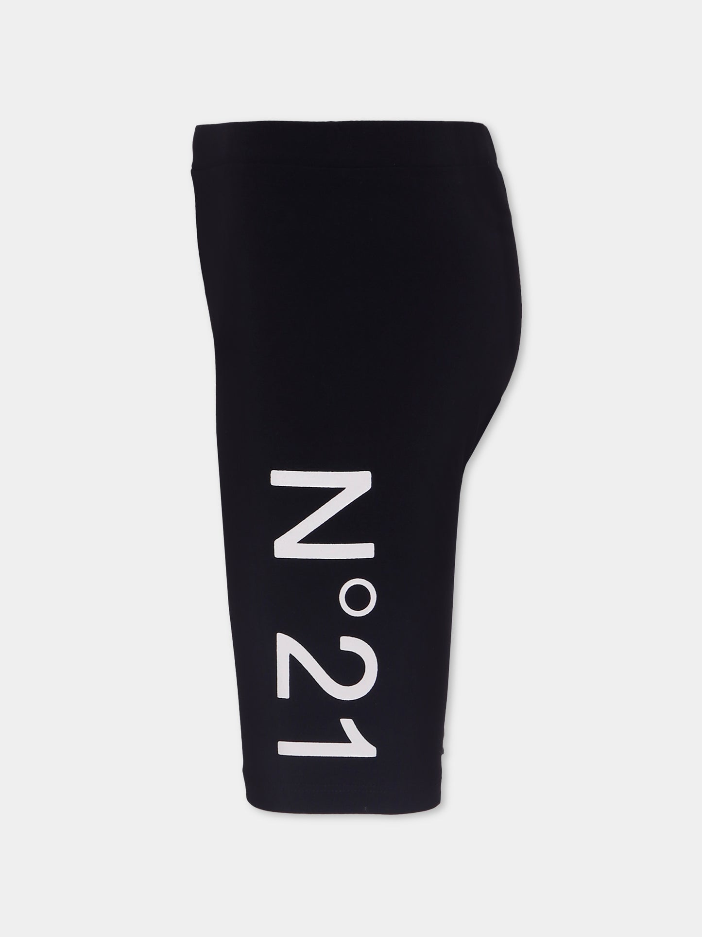 Shorts neri per bambina con logo,N°21 Kids,N21395 N0193 0NC16
