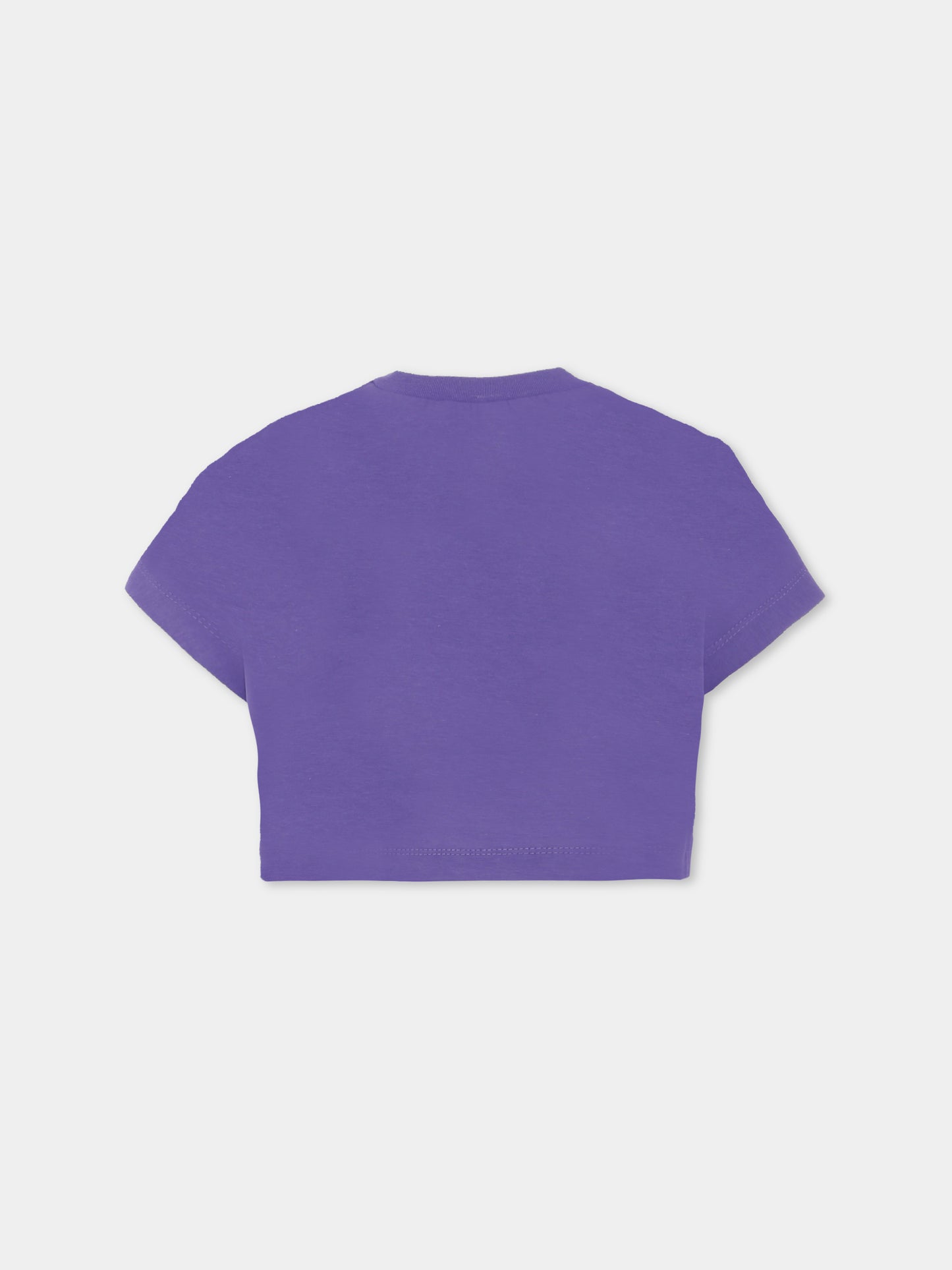 T-shirt crop viola per bambina con logo,N°21 Kids,N21558 N0153 0N602