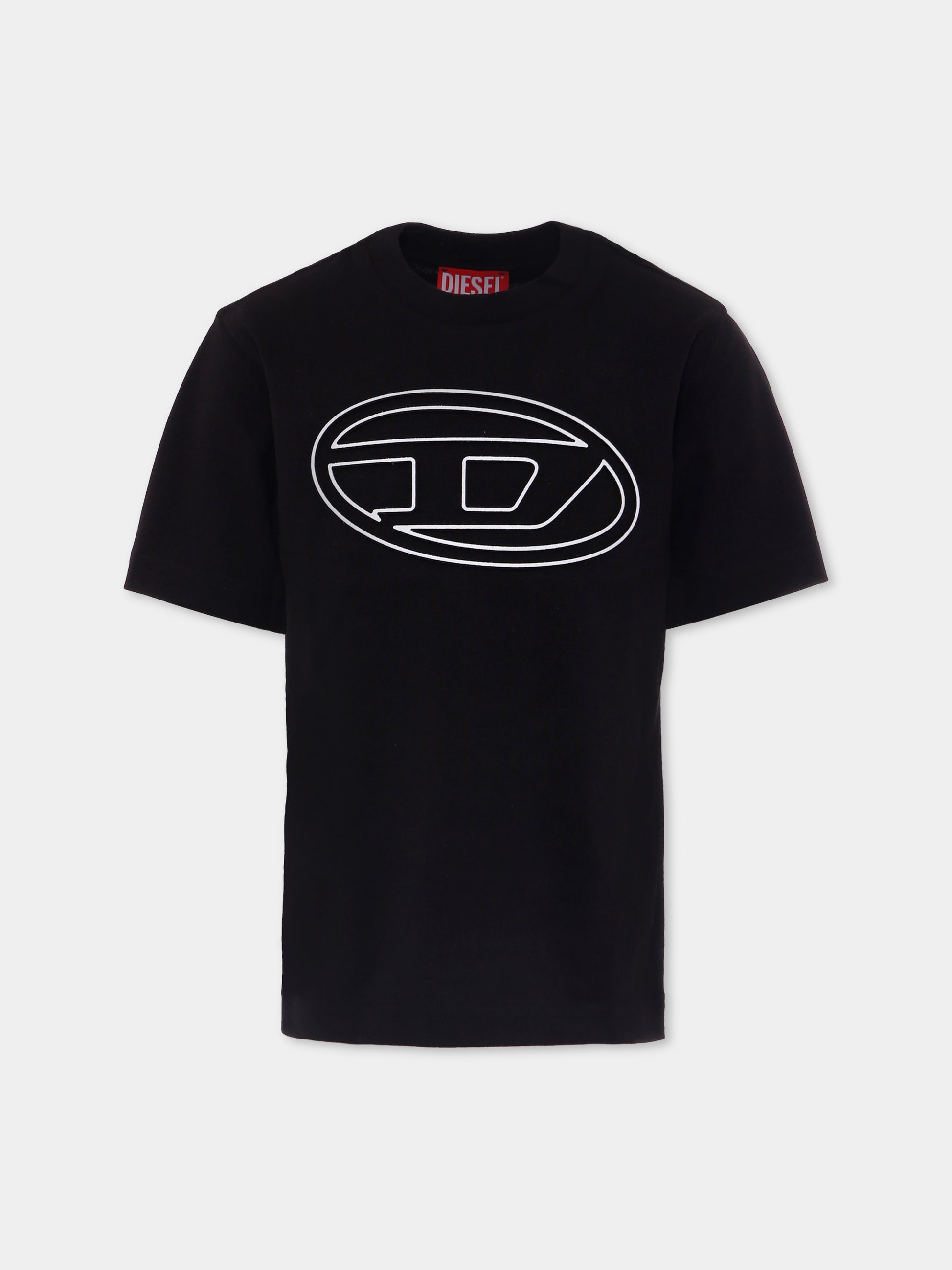 T-shirt nera per bambino con logo,Diesel,J01788 0BEAF K900