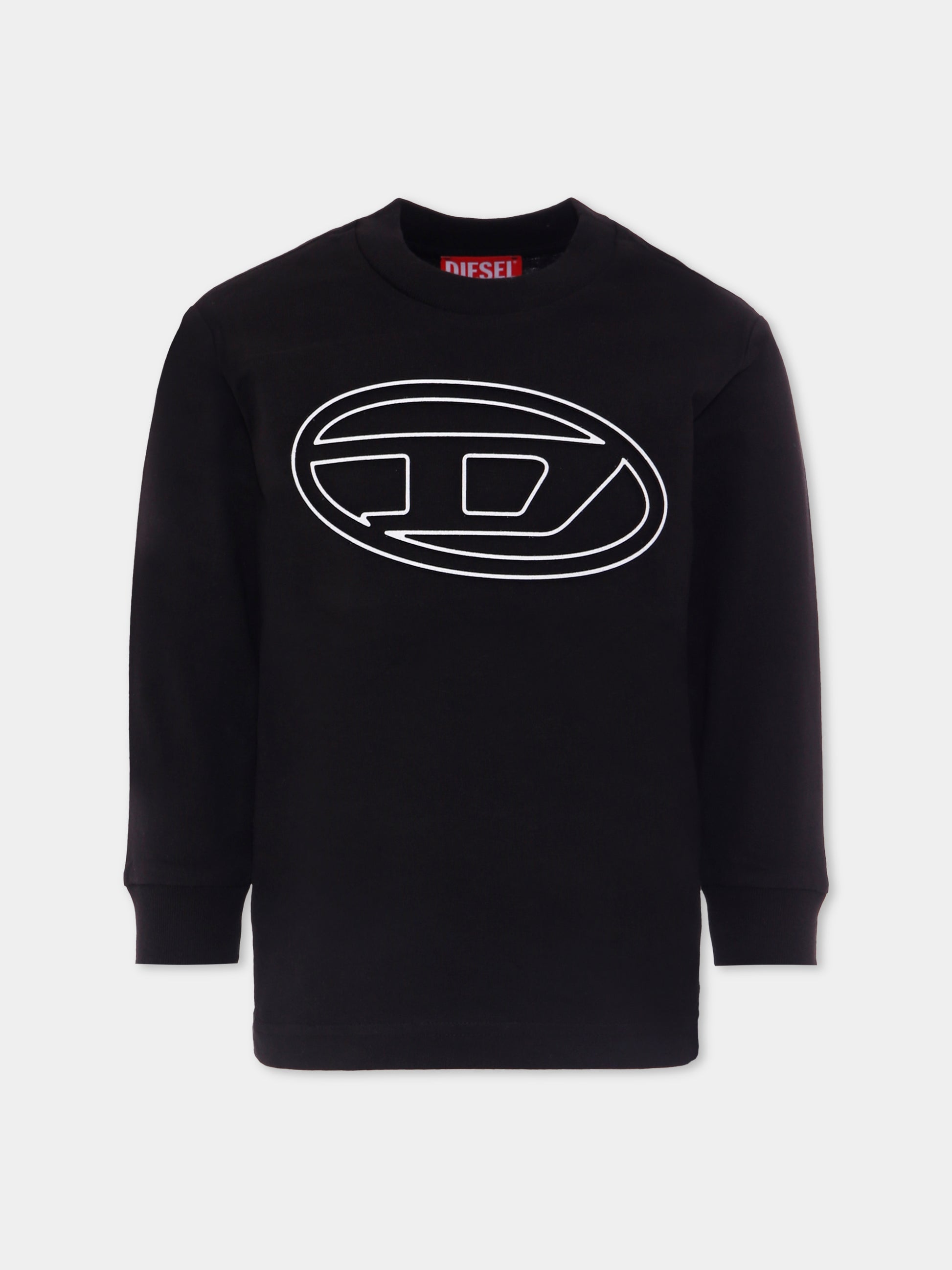 T-shirt nero per bambino con logo,Diesel,J02016 0BEAF K900