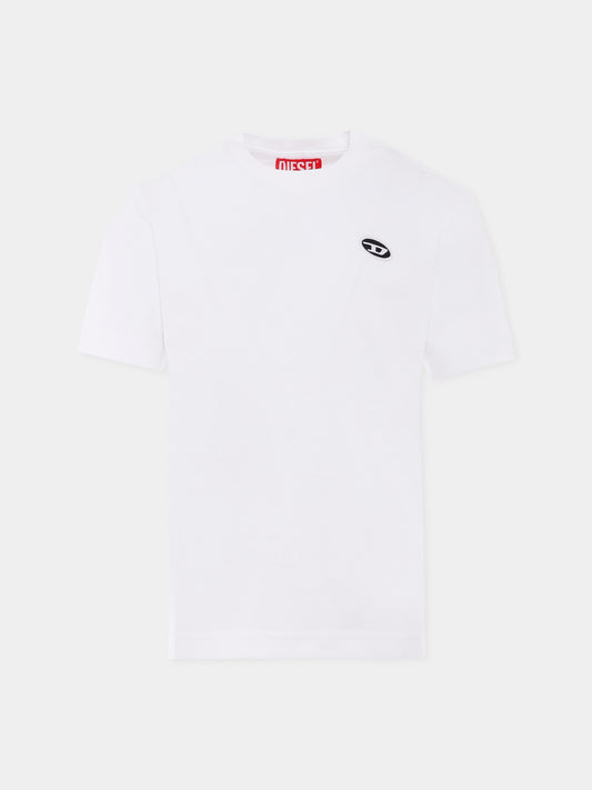 T-shirt bianca per bambino con logo,Diesel,J02019 0AIJU K100