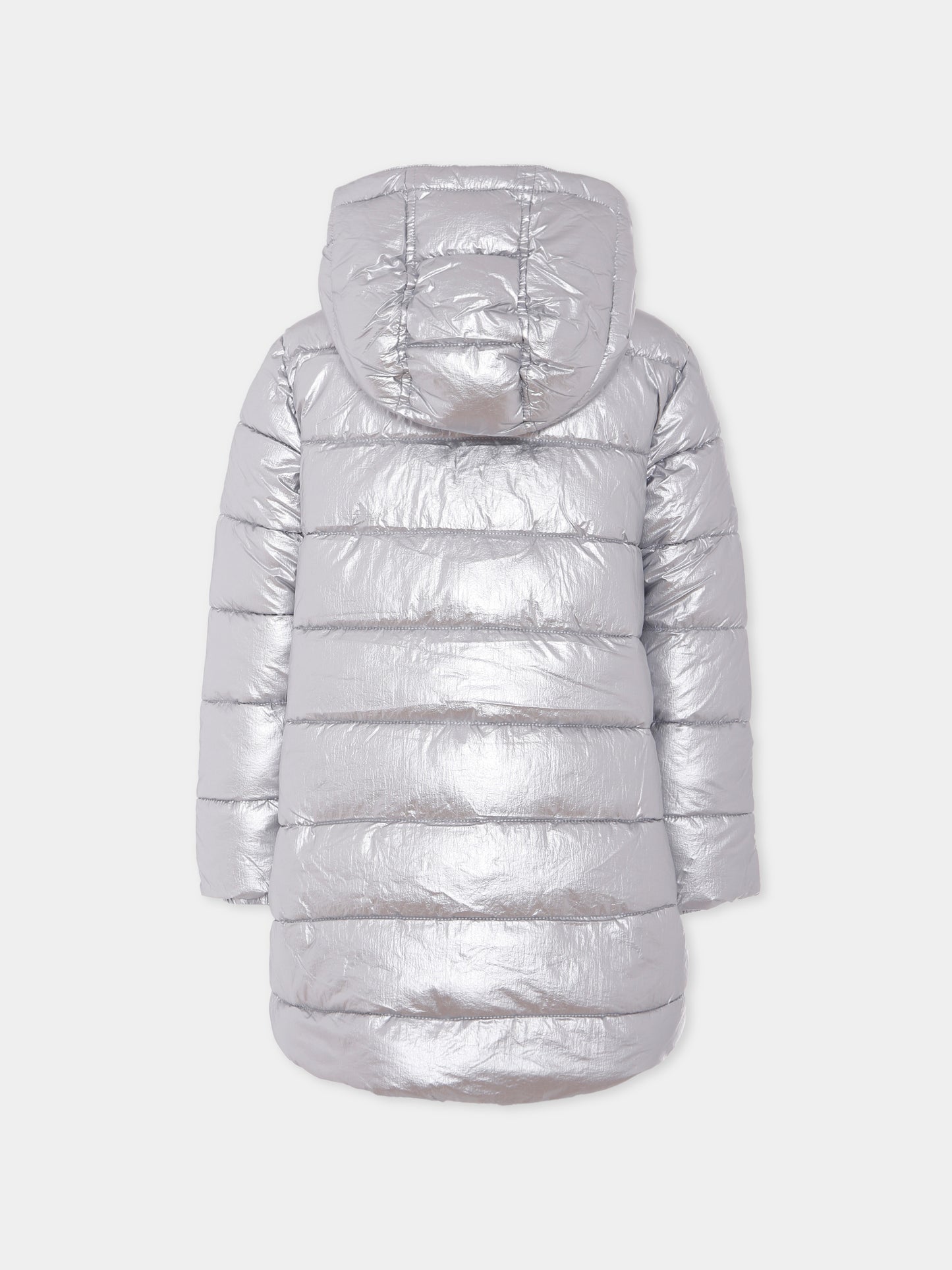 Piumino argento per bambina con logo,Diesel,J02086 KXBM9 K83I