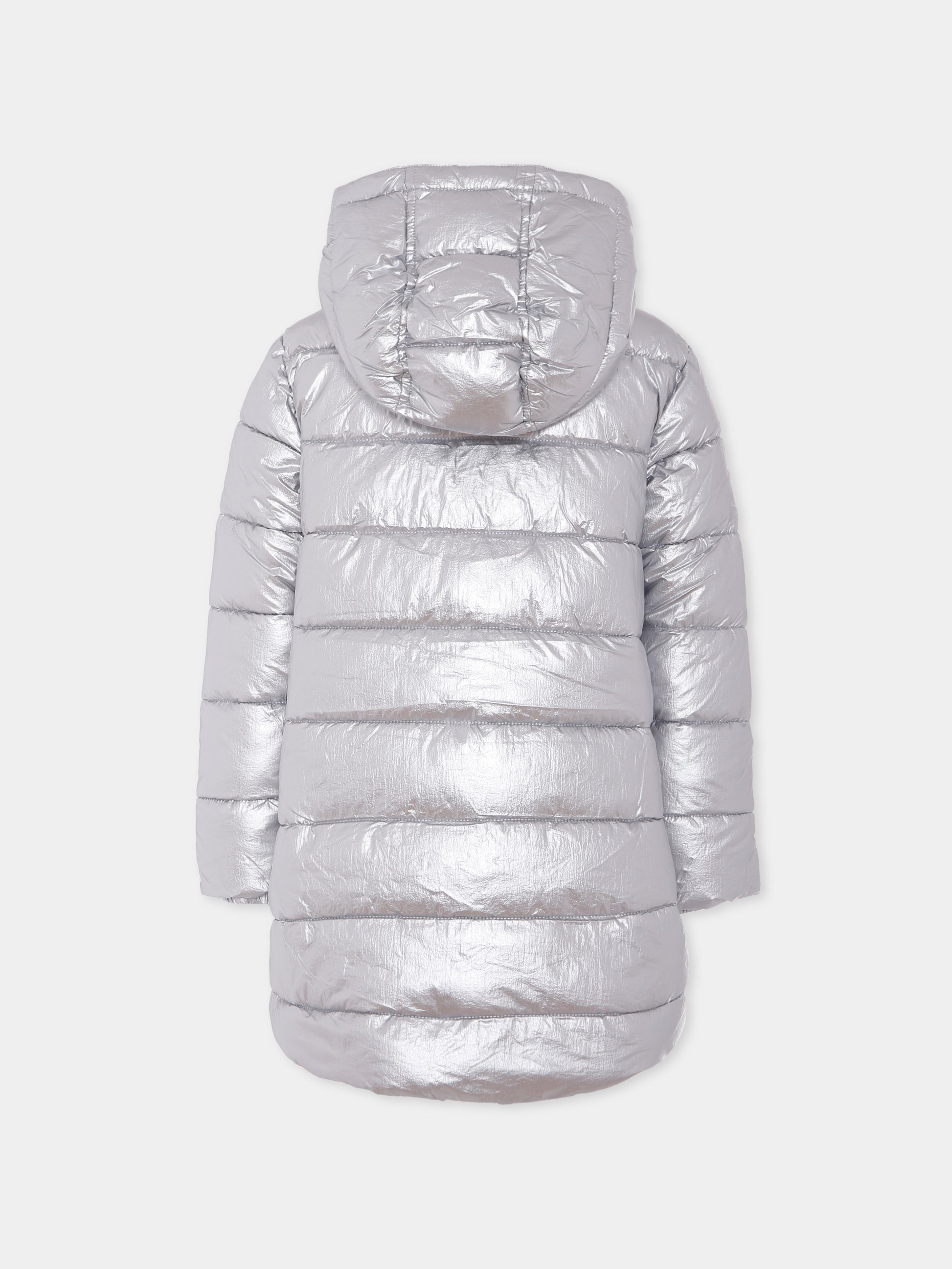 Piumino argento per bambina con logo,Diesel,J02086 KXBM9 K83I
