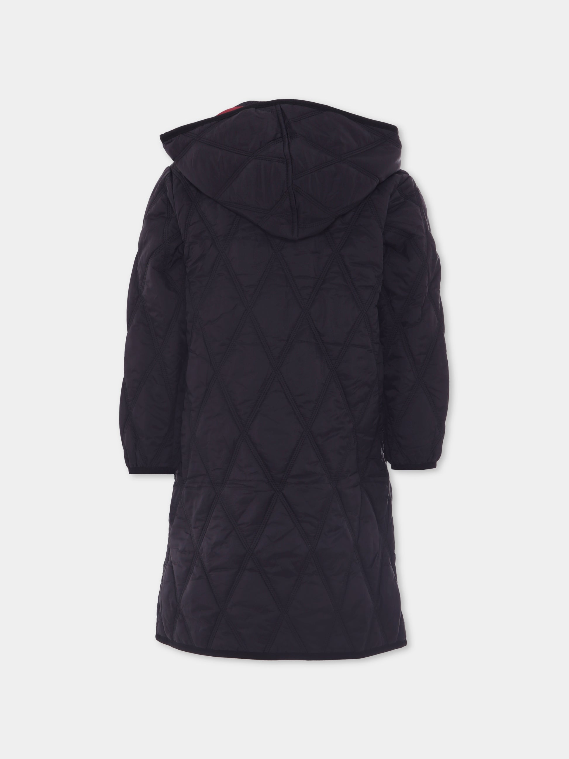 Piumino nero per bambina con logo,Diesel,J02087 KXBM0 K900