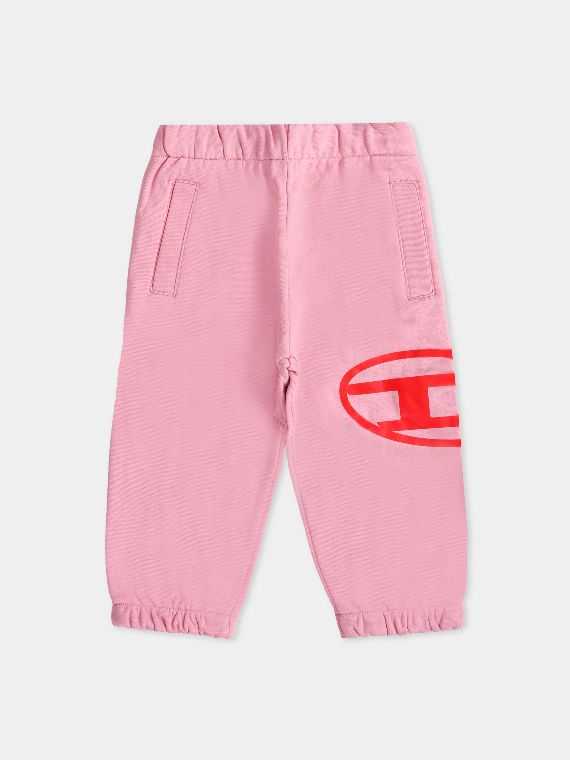 Pantaloni rosa per neonata con logo,Diesel,K00506 KYAVF K325