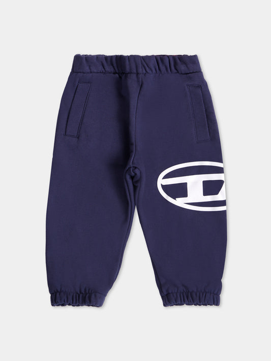 Pantaloni blu per neonato con logo,Diesel,K00506 KYAVF K8AT