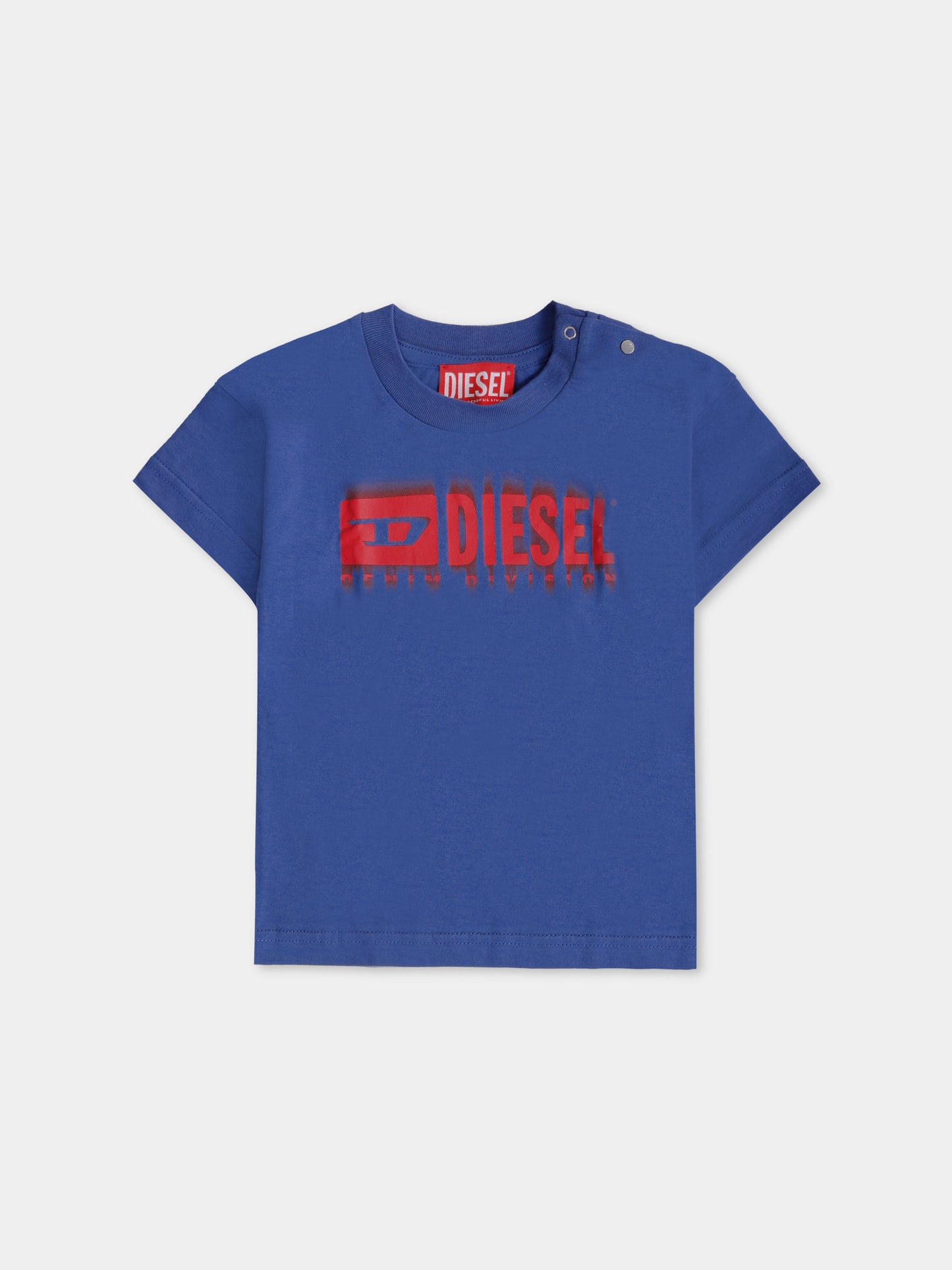 T-shirt blu per neonato con logo,Diesel,K00569 00YI9 K843