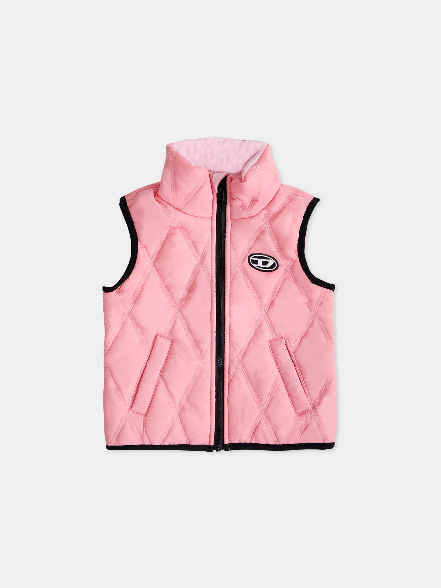 Pink vest for baby girl with logo