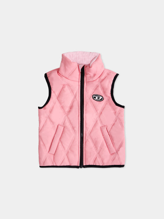Pink vest for baby girl with logo