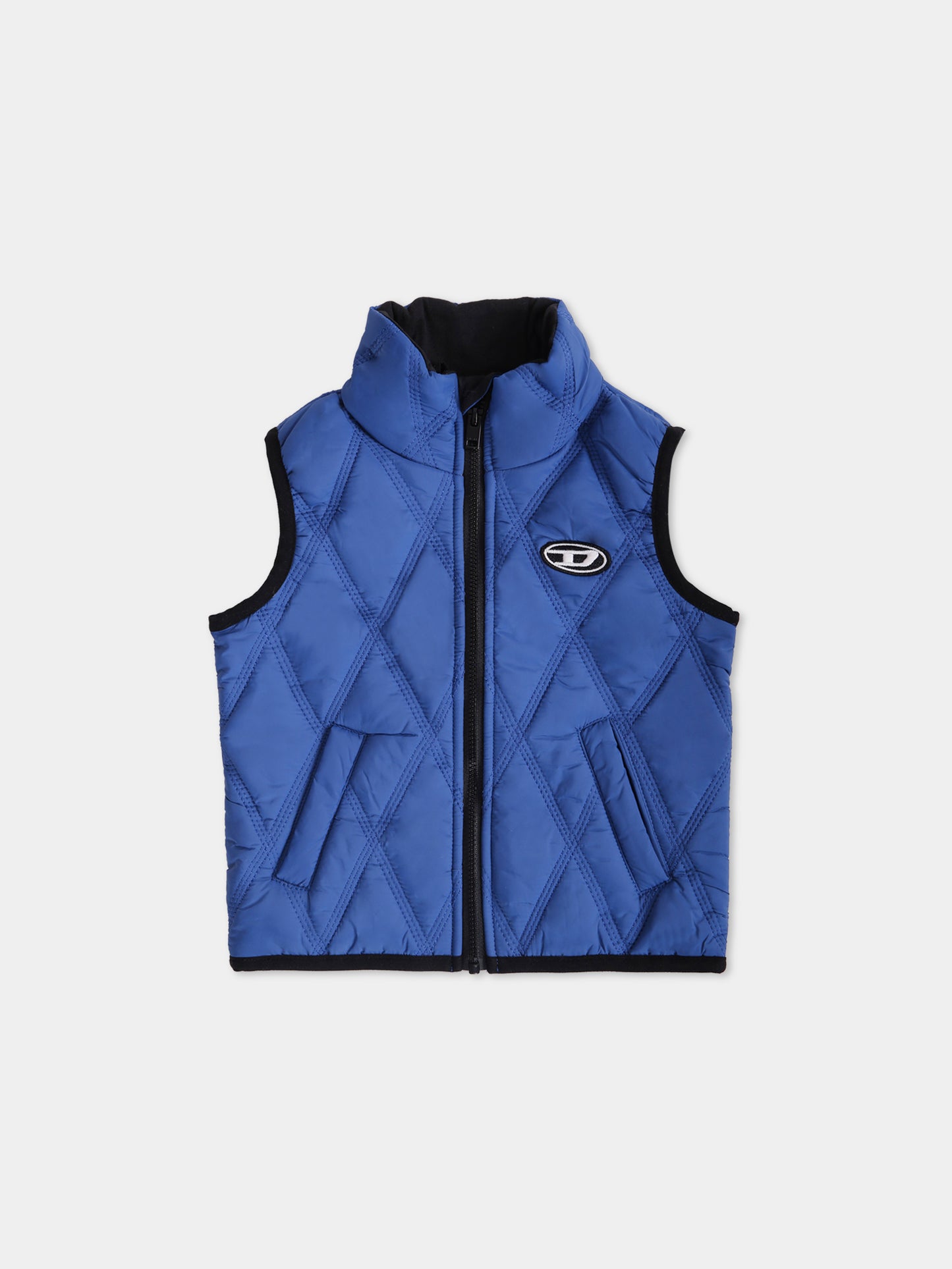 Blue vest for baby boy with logo