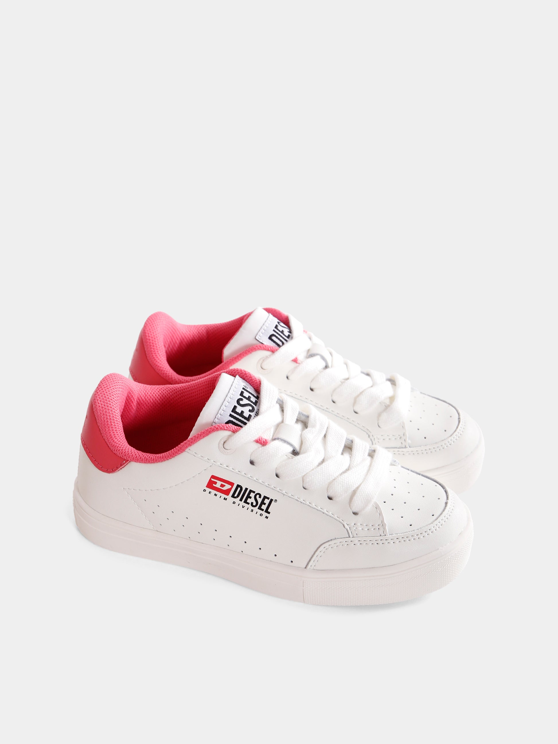 Sneakers bianche per bambina con logo,Diesel,BC0562 P6325 HA441