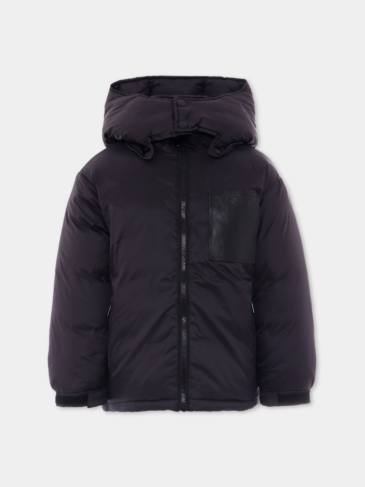 Piumino nero per bambino con logo,N°21 Kids,N21940 N0002 0N900