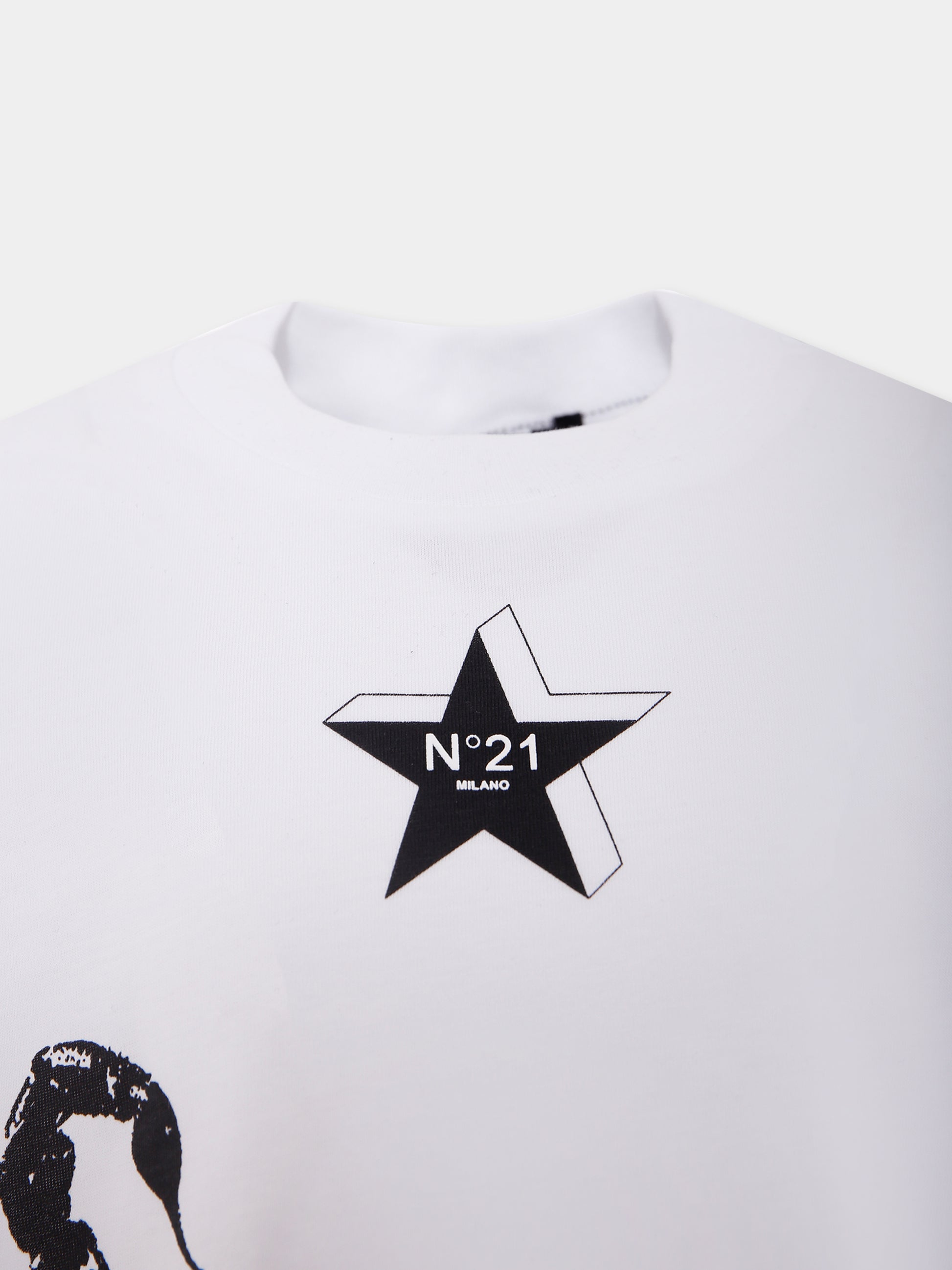 T-shirt bianca per bambino con scorpione,N°21 Kids,N21948 N0199 0N100