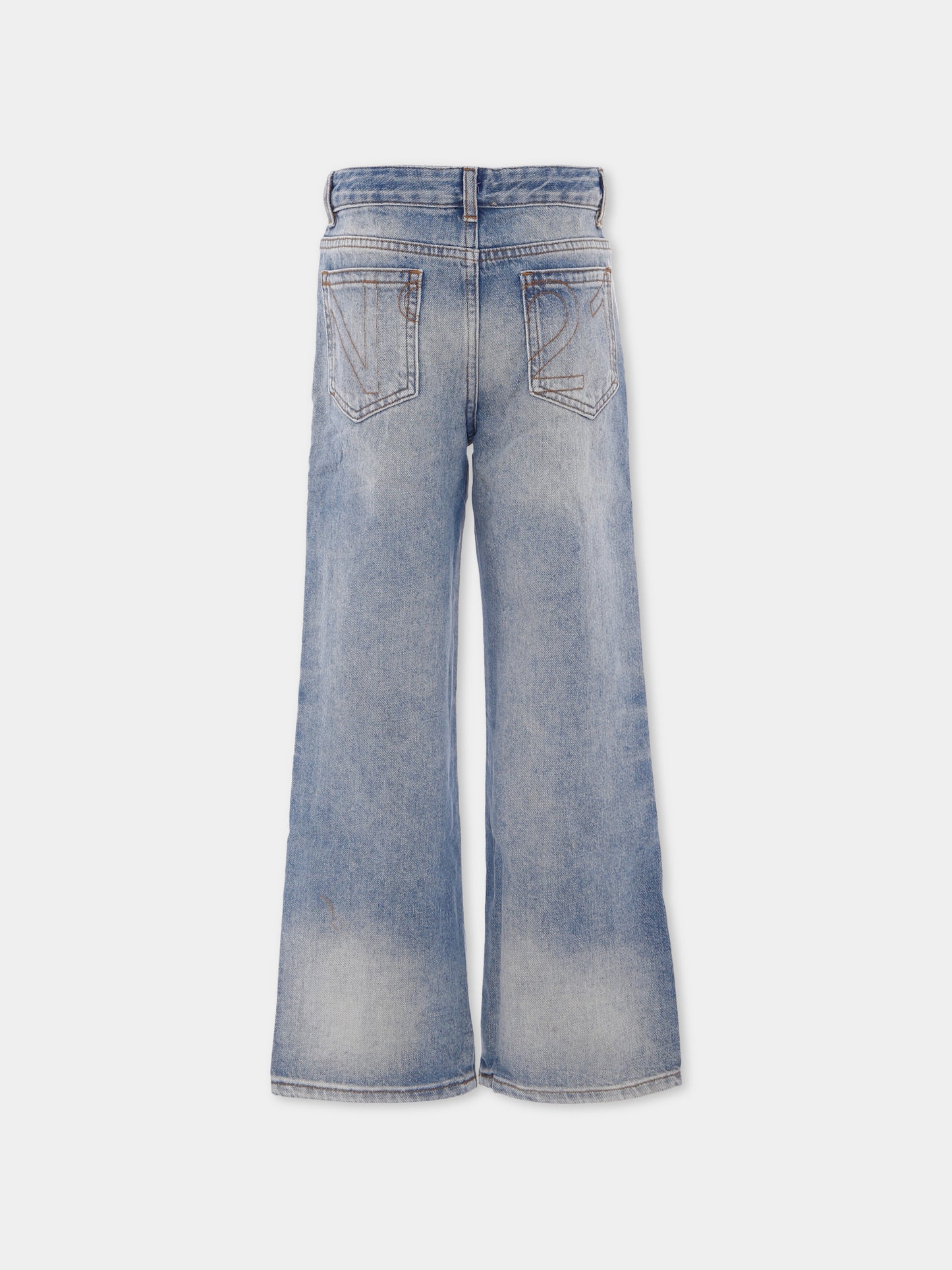 Jeans denim per bambina con logo,N°21 Kids,N21A09 N0366 0N01