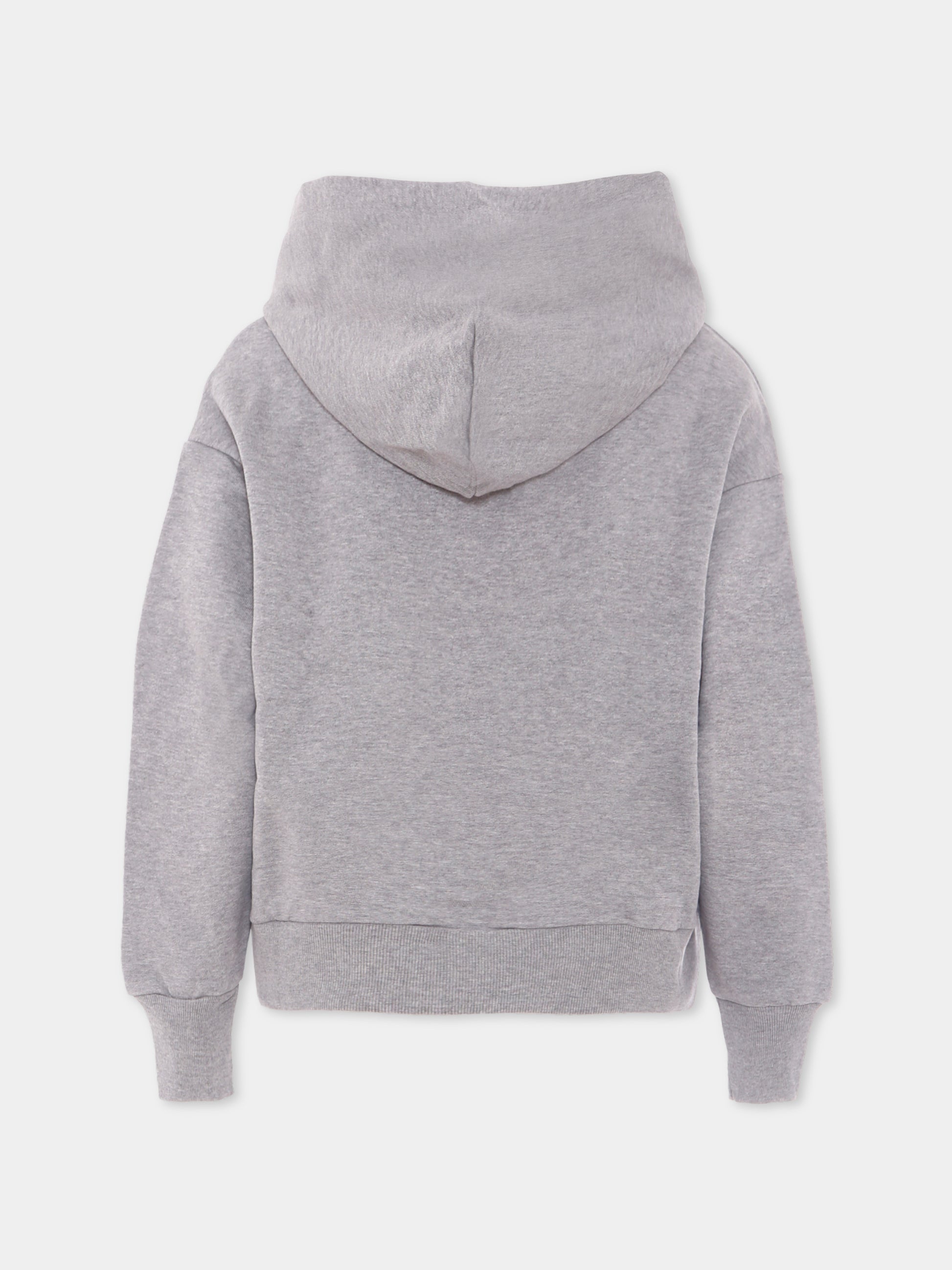 Felpa grigia per bambina con logo e cuore,N°21 Kids,N21A24 N0380 0N923