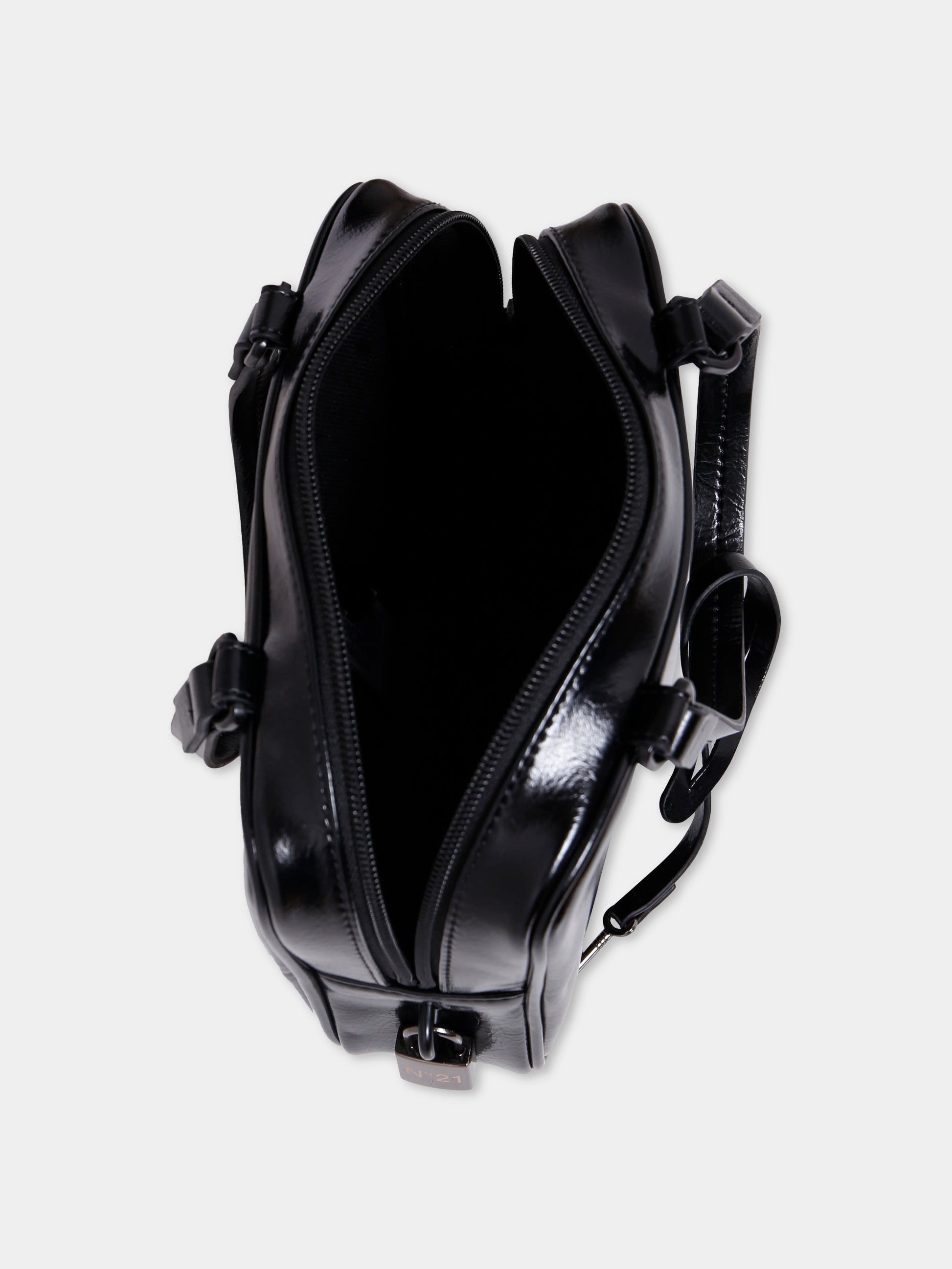 Borsa nera per bambina con logo,N°21 Kids,N21A34 N0246 0N900