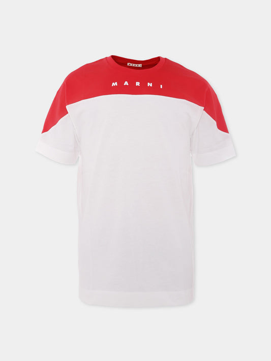 T-shirt bianca per bambini con logo,Marni Kids,M01225 M00L9 0M110