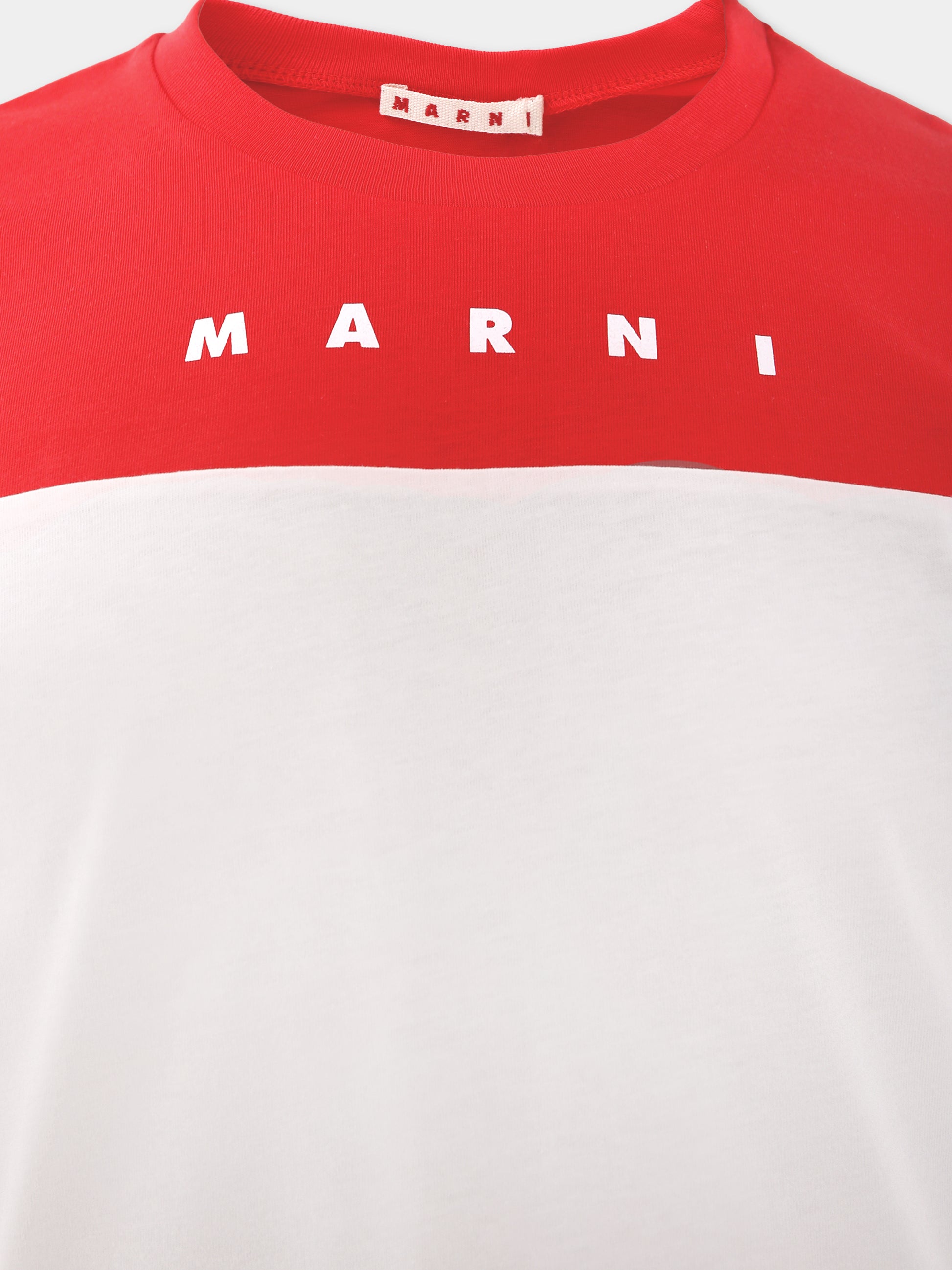 T-shirt bianca per bambini con logo,Marni Kids,M01225 M00L9 0M110