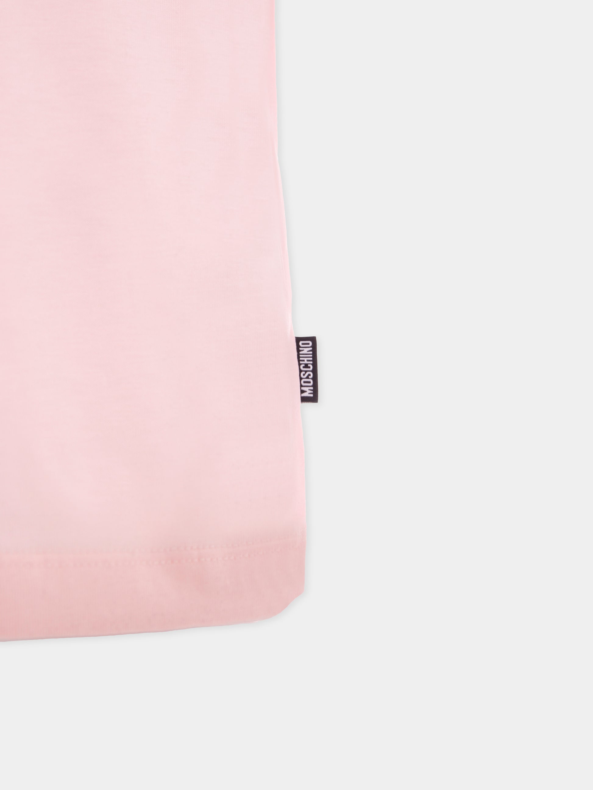 T-shirt rosa per bambina con patch Teddy Bear,Moschino Kids,H5M04K LAA02 50209