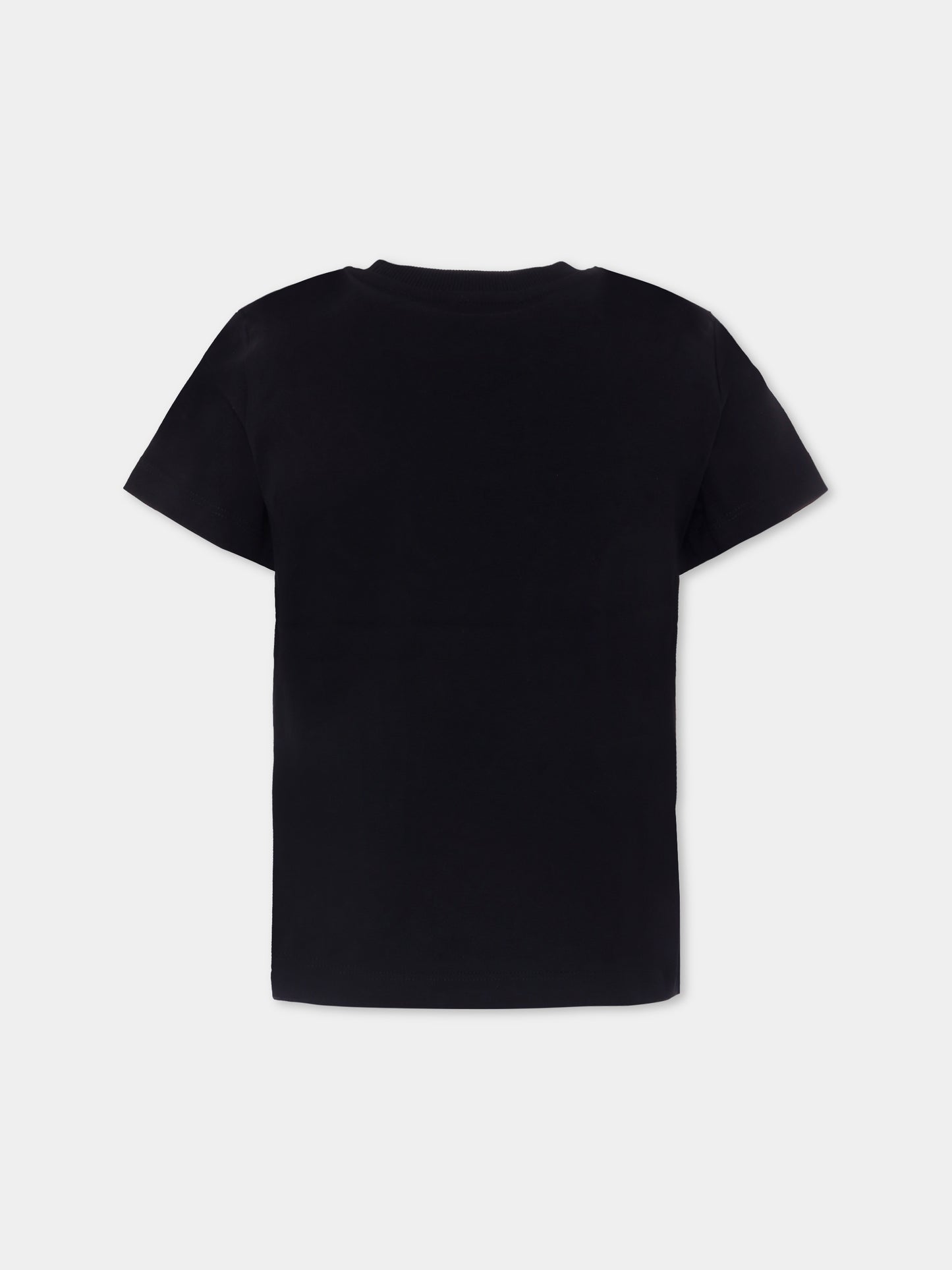 T-shirt nera per bambini con patch Teddy Bear,Moschino Kids,H5M04K LAA02 60100