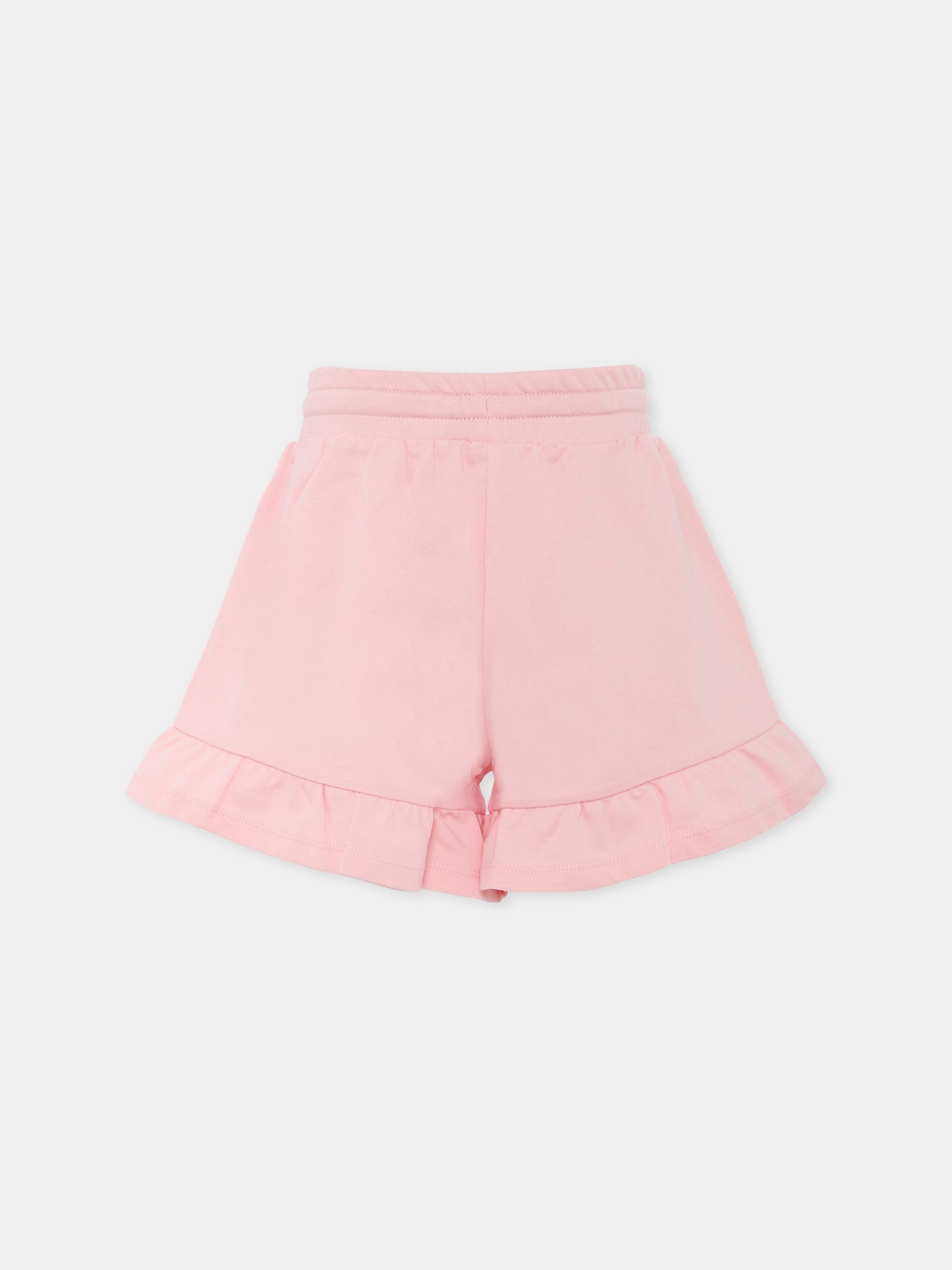 Shorts rosa per bambina con Teddy Bear,Moschino Kids,HAQ014 LCA19 50209