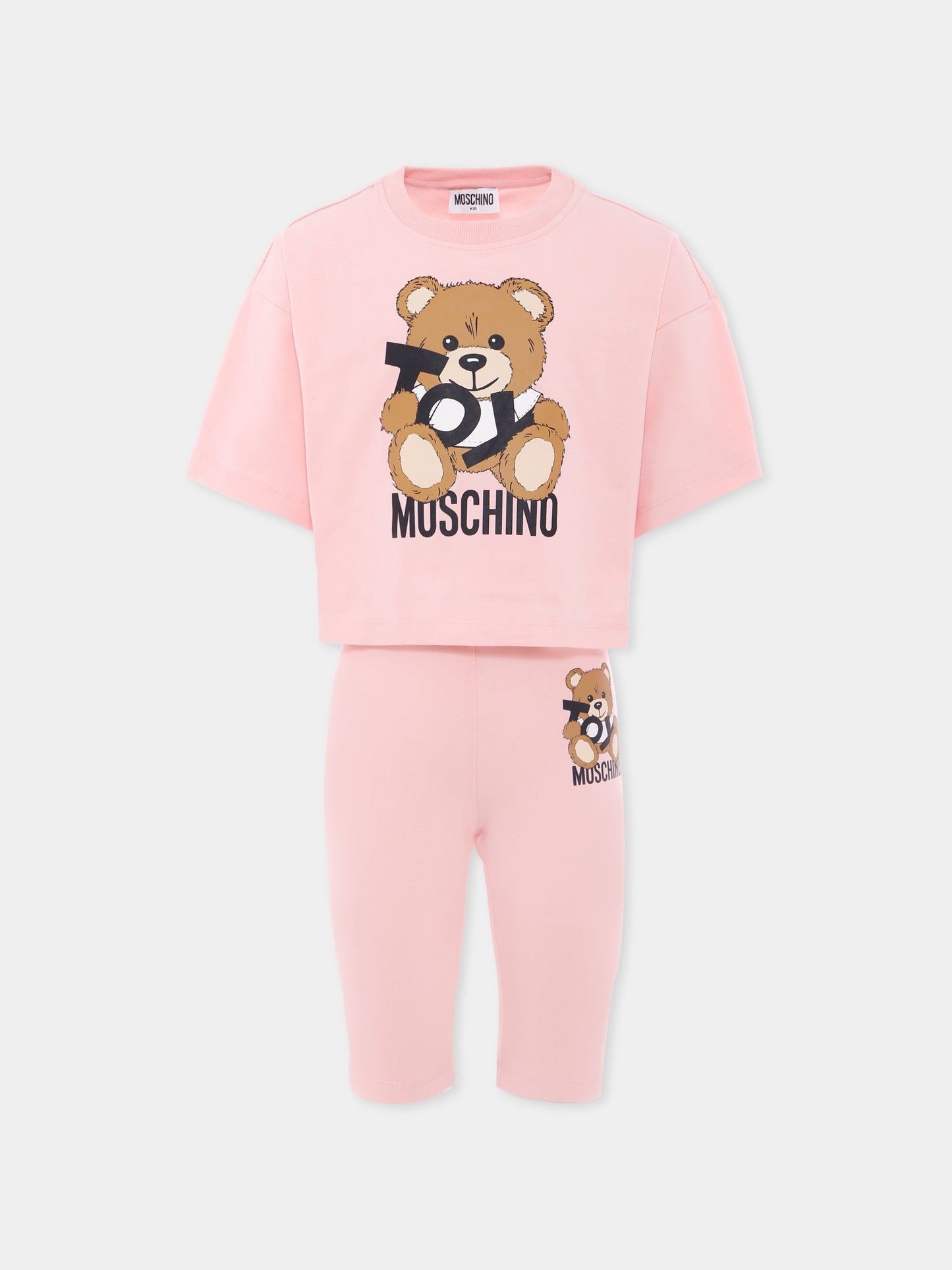 Completo rosa per bambina con Teddy Bear,Moschino Kids,HDG01H LBA00 50209