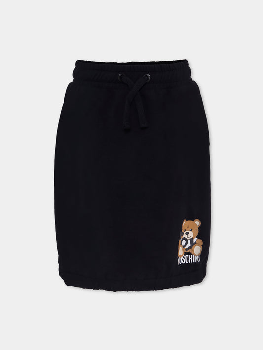 Gonna nera per bambina con Teddy Bear,Moschino Kids,HDJ03O LCA19 60100