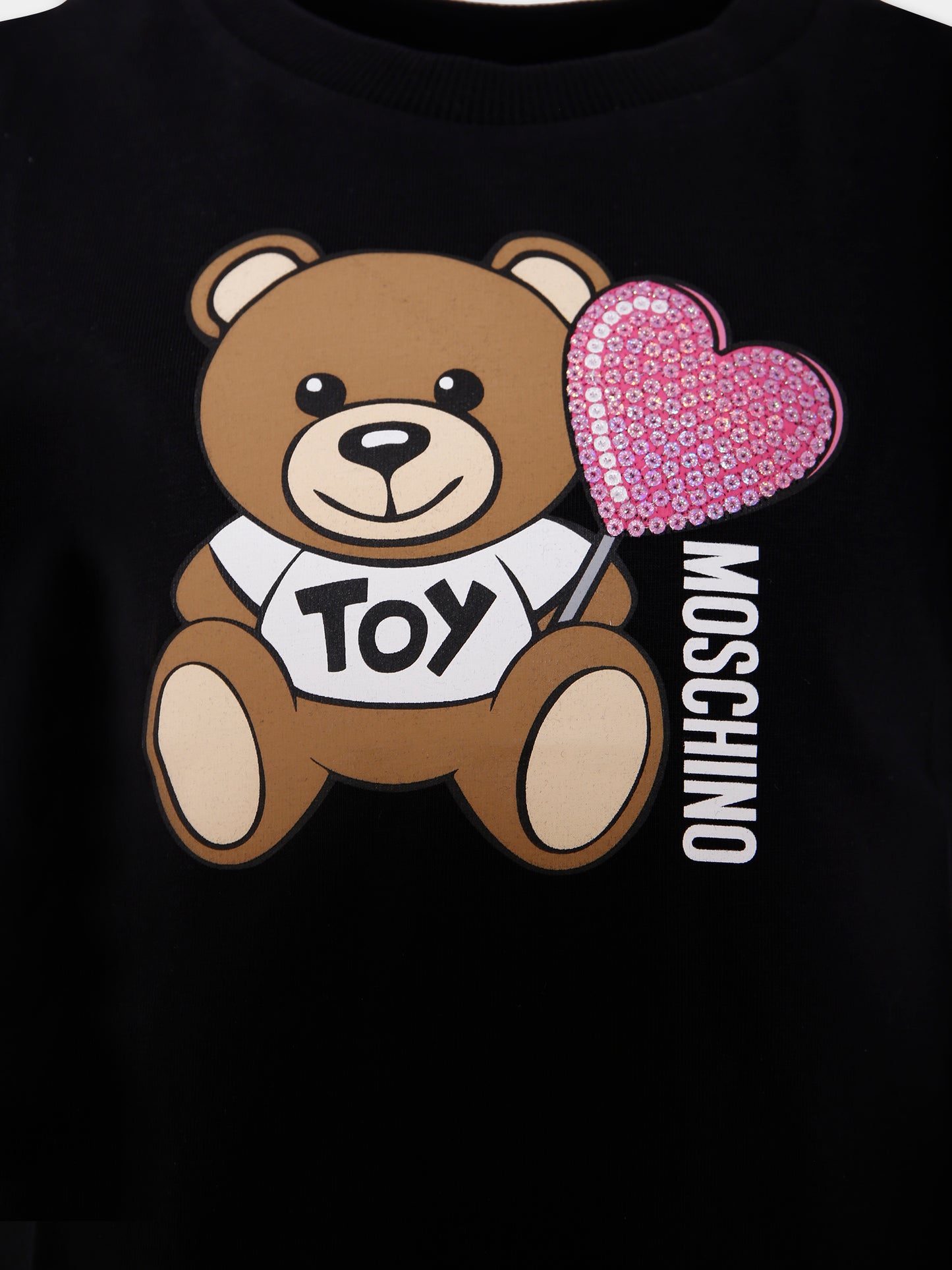 T-shirt nera per bambina con Teddy Bear e cuore,Moschino Kids,HDM06K LBA00 60100