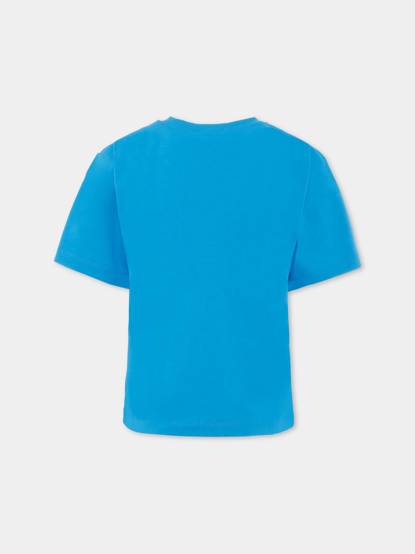 T-shirt azzurra per bambino con Teddy Bear e logo,Moschino Kids,HMM050 LAA02 41047