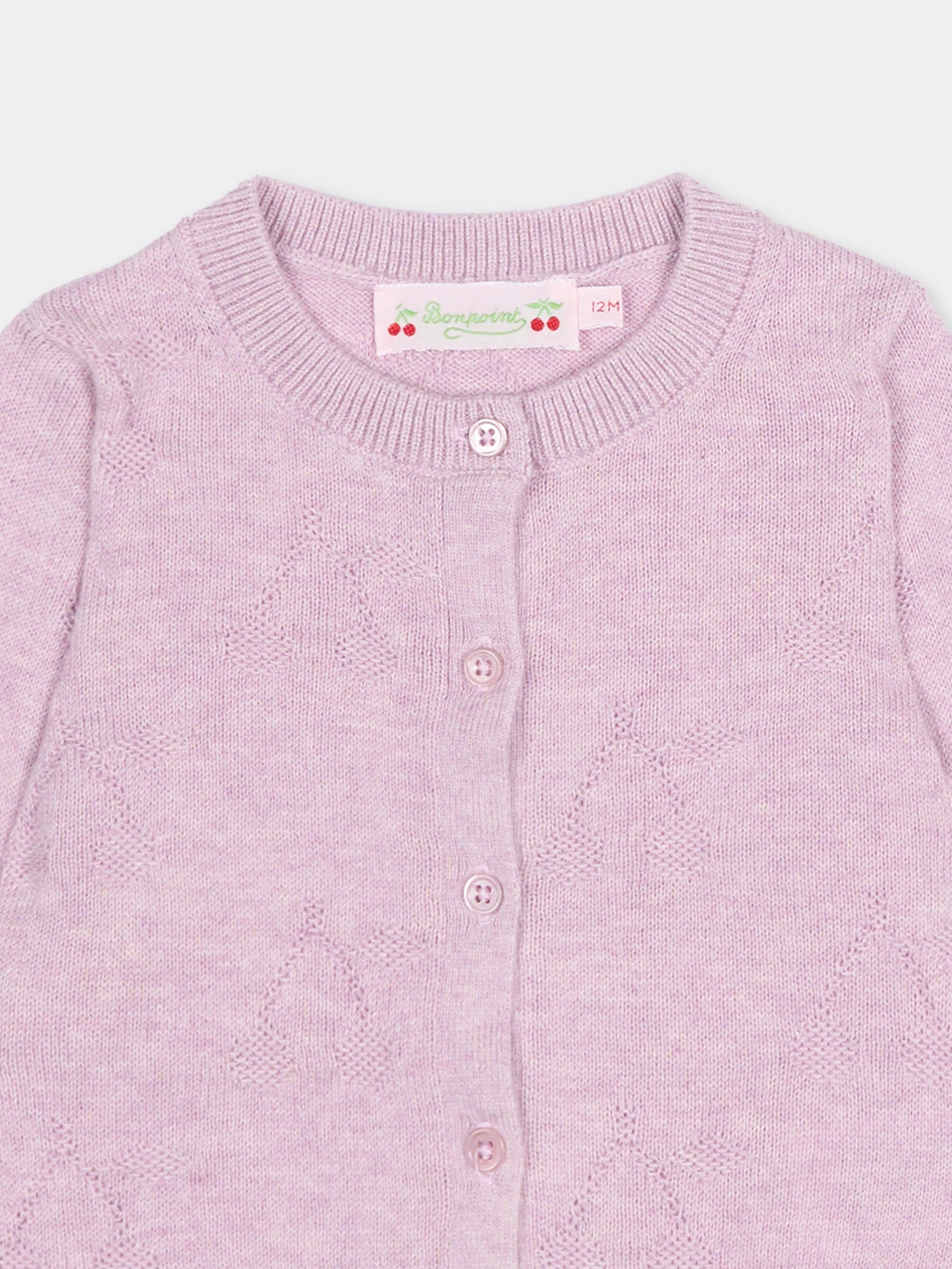 Cardigan lilla per neonata con ciliegie,Bonpoint,C06XCAK00001 057A