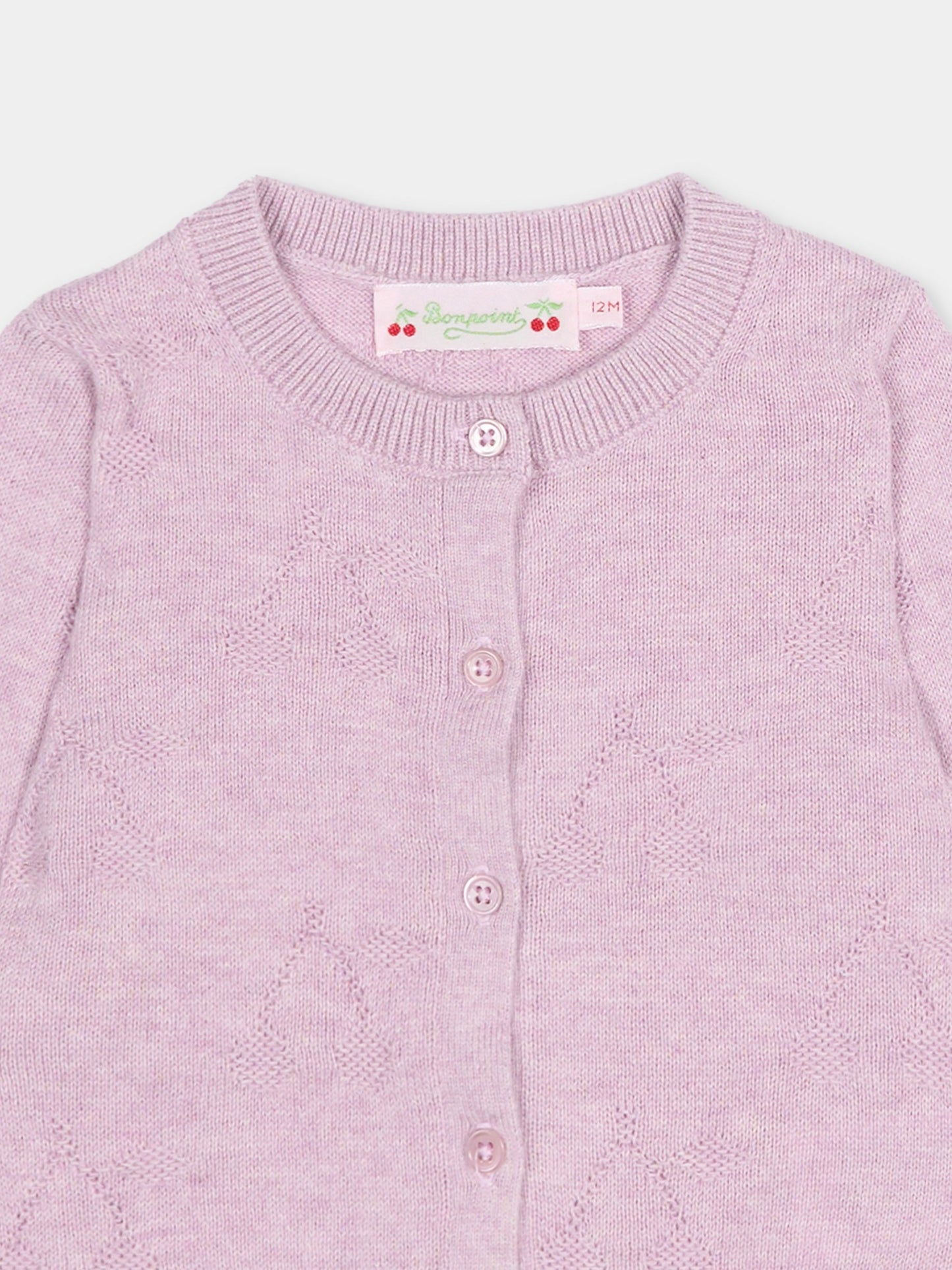 Cardigan lilla per neonata con ciliegie,Bonpoint,C06XCAK00001 057A
