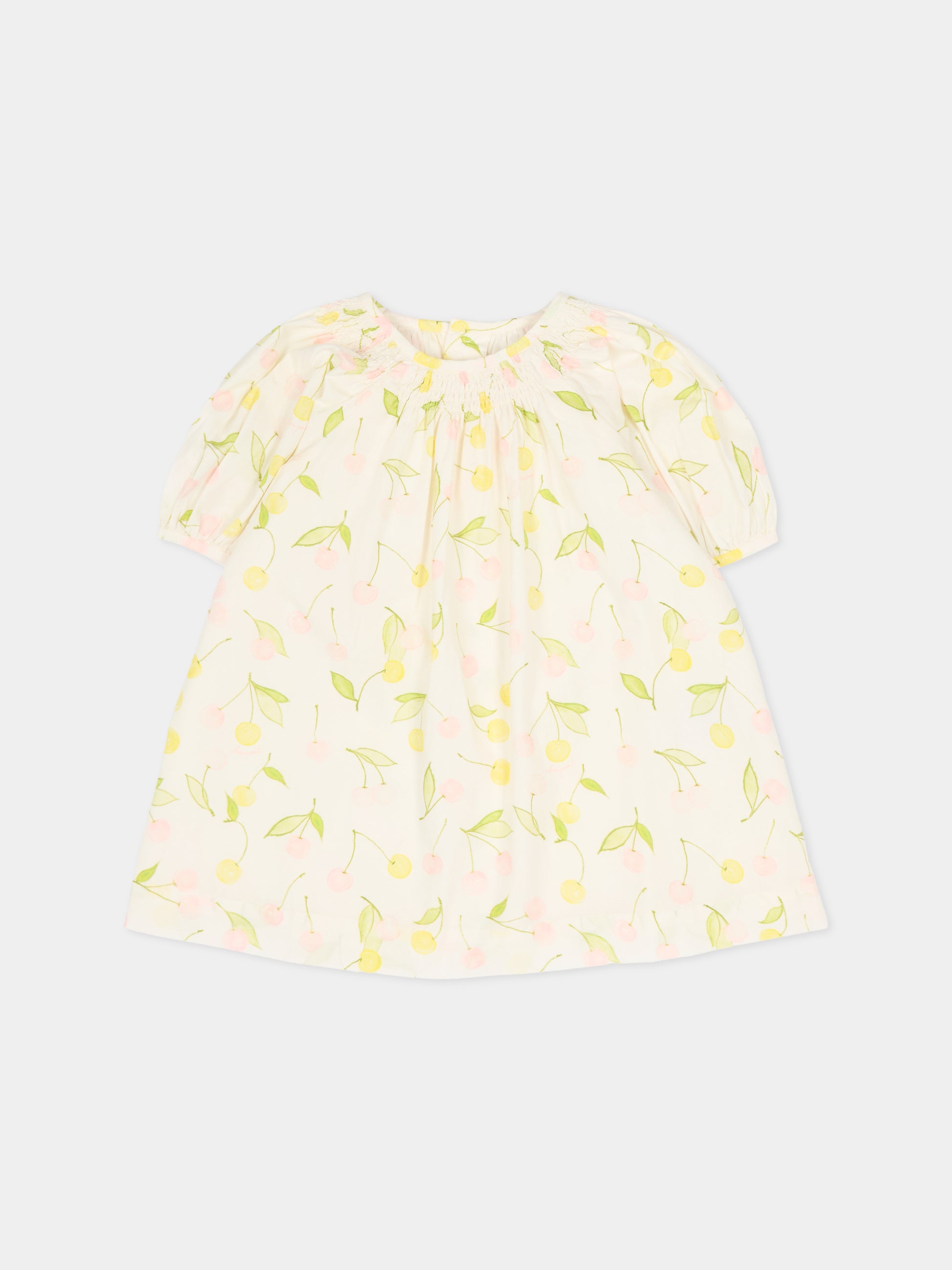 Vestito avorio per neonata con ciliegie,Bonpoint,S06XDRW00003 625