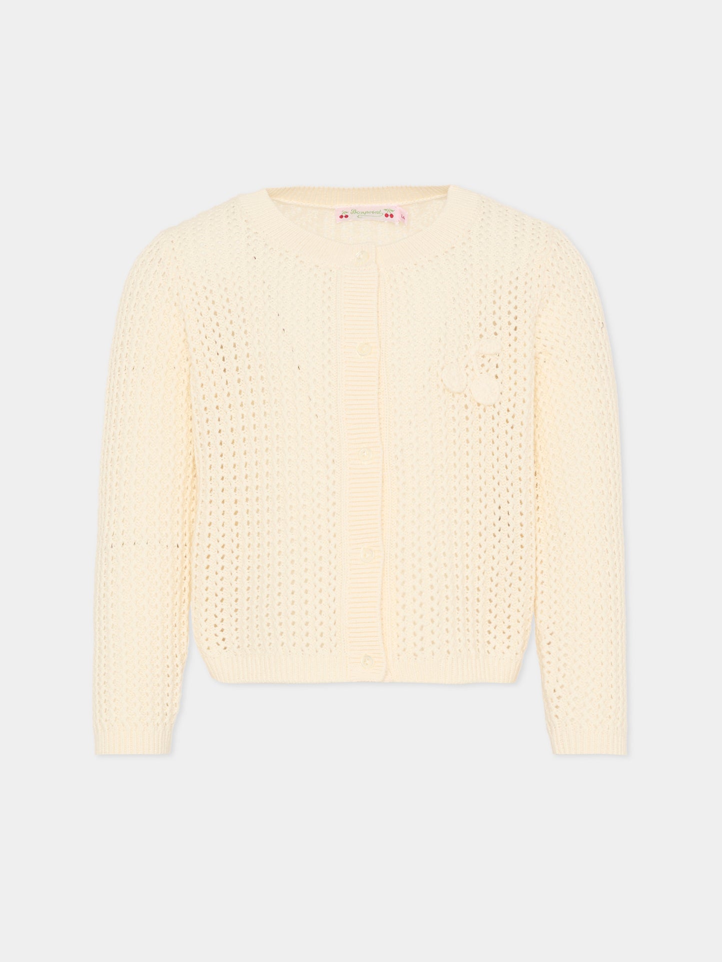 Cardigan avorio per bambina con ciliegie,Bonpoint,S06GCAK00001 003