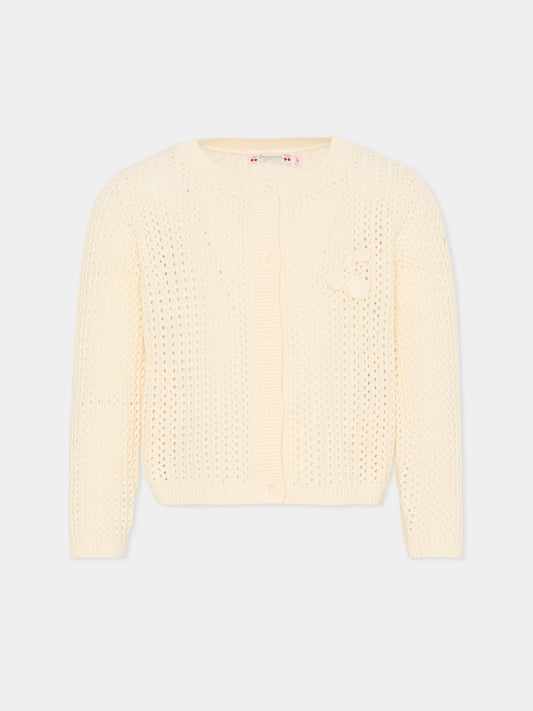 Cardigan avorio per bambina con ciliegie,Bonpoint,S06GCAK00001 003