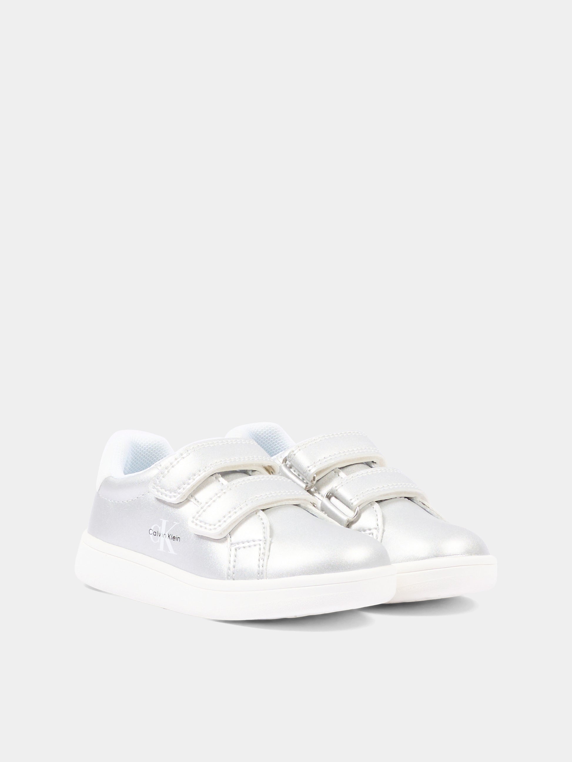 Sneakers argento per bambina con logo,Calvin Klein Kids,V1A9 83205 0376X059