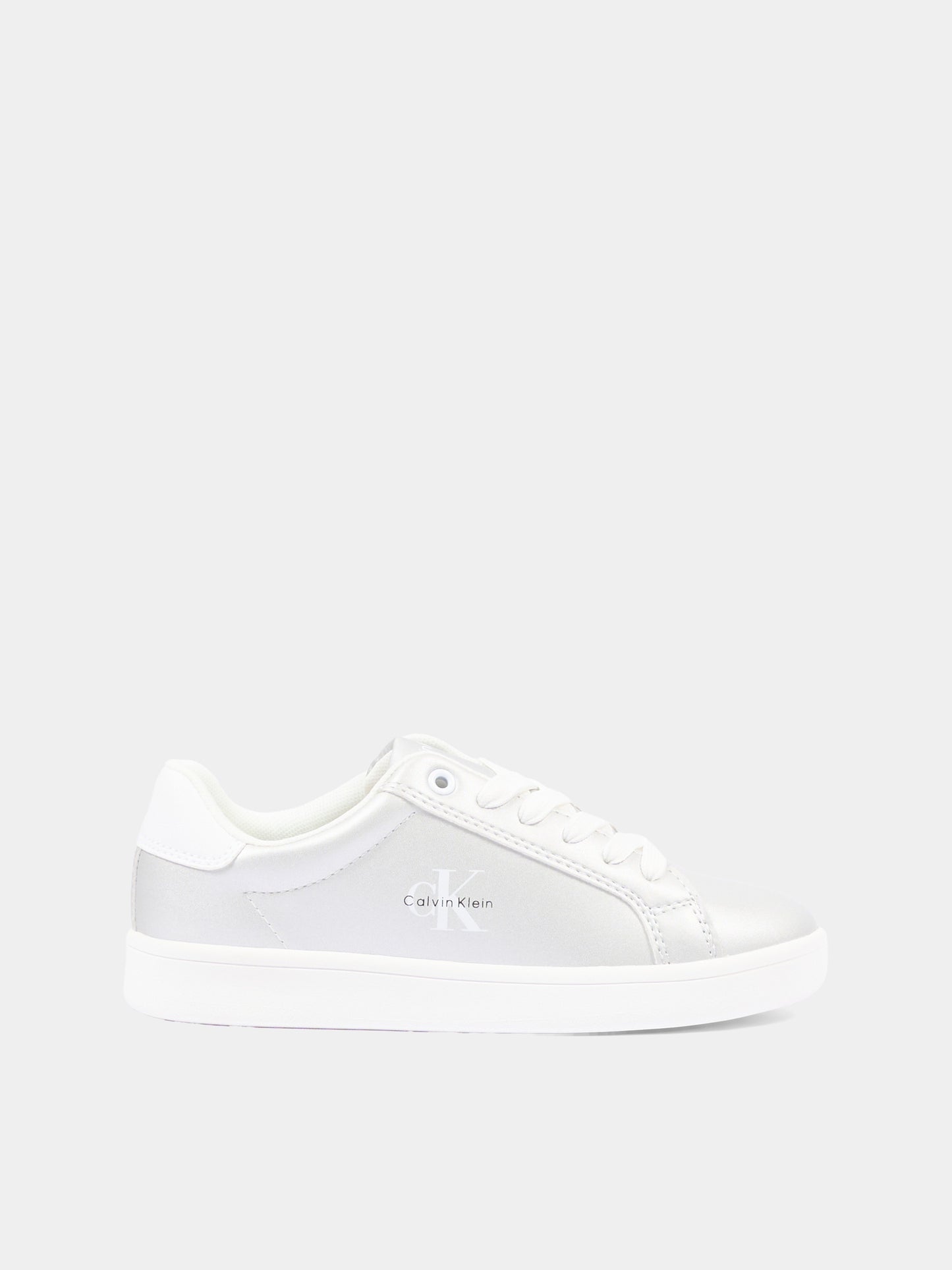 Sneakers argento per bambina con logo,Calvin Klein Kids,V3A9 83211 0376X059