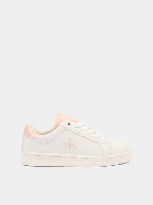 Sneakers bianche per bambina con logo rosa,Calvin Klein Kids,V3A9 83212 1355A708