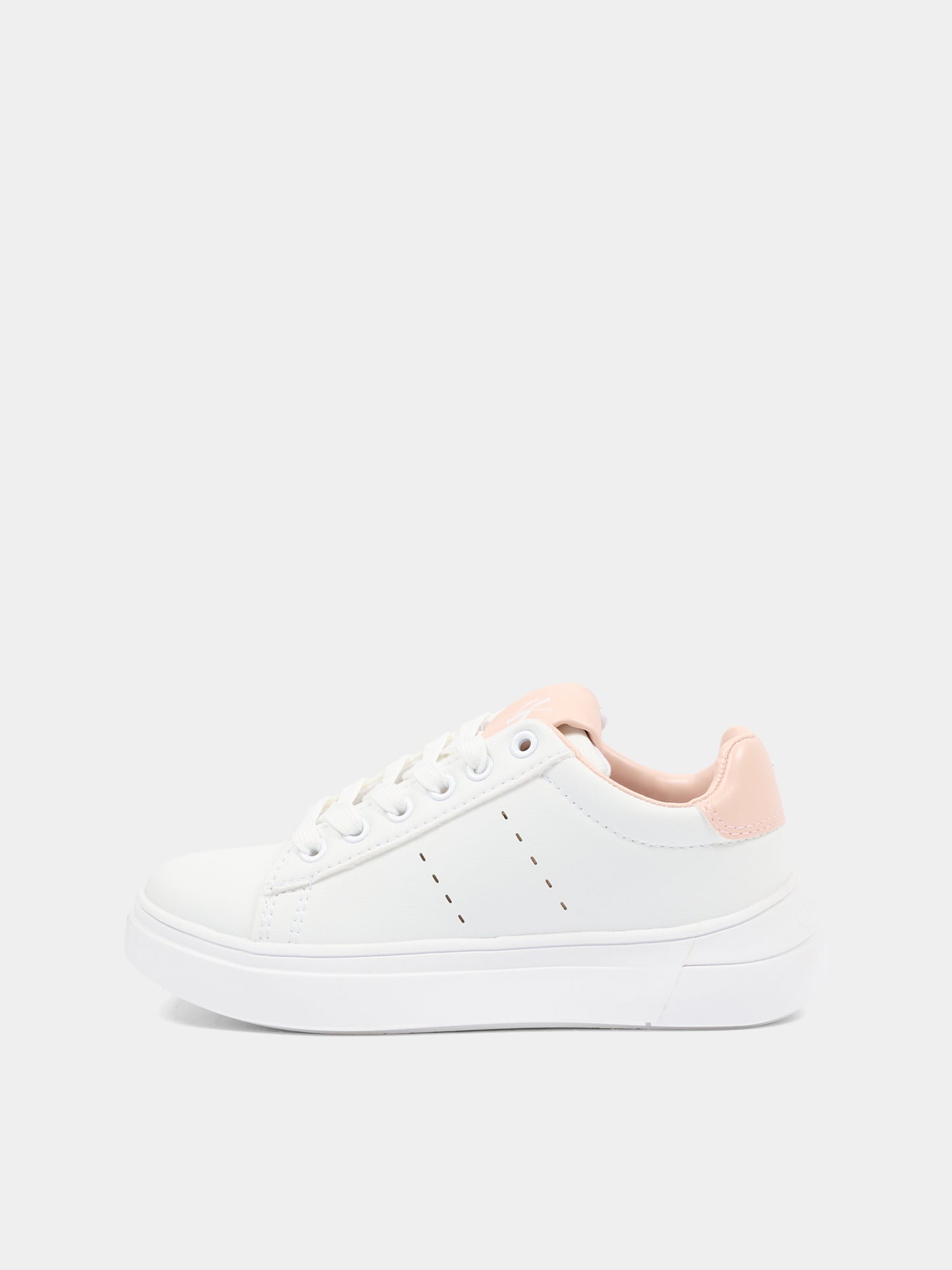 Sneakers bianche per bambina con dettaglio rosa,Calvin Klein Kids,V3A9 83221 1355A953