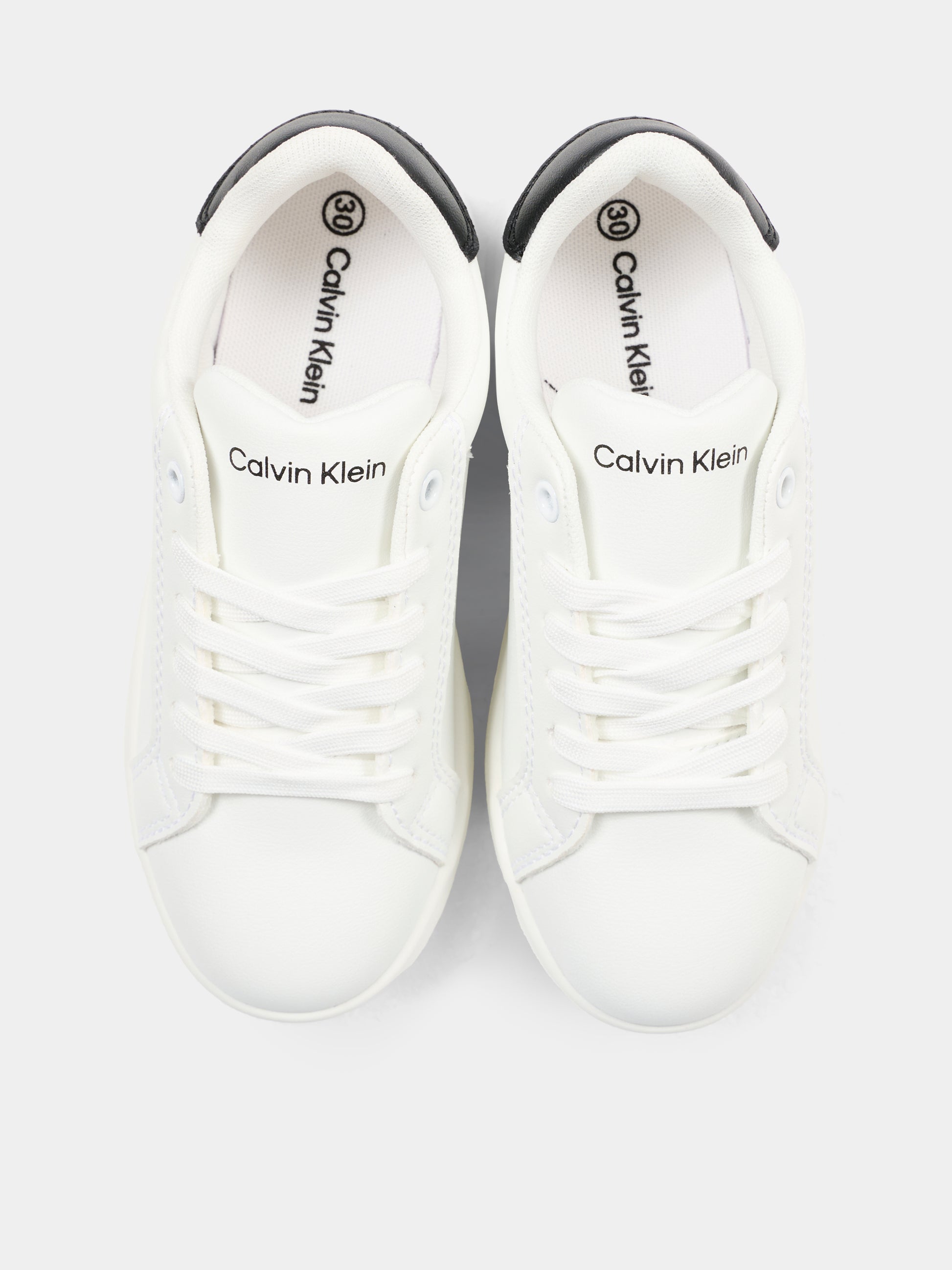 Sneakers bianche per bambino con logo nero,Calvin Klein Kids,V3X9 83284 1355X002