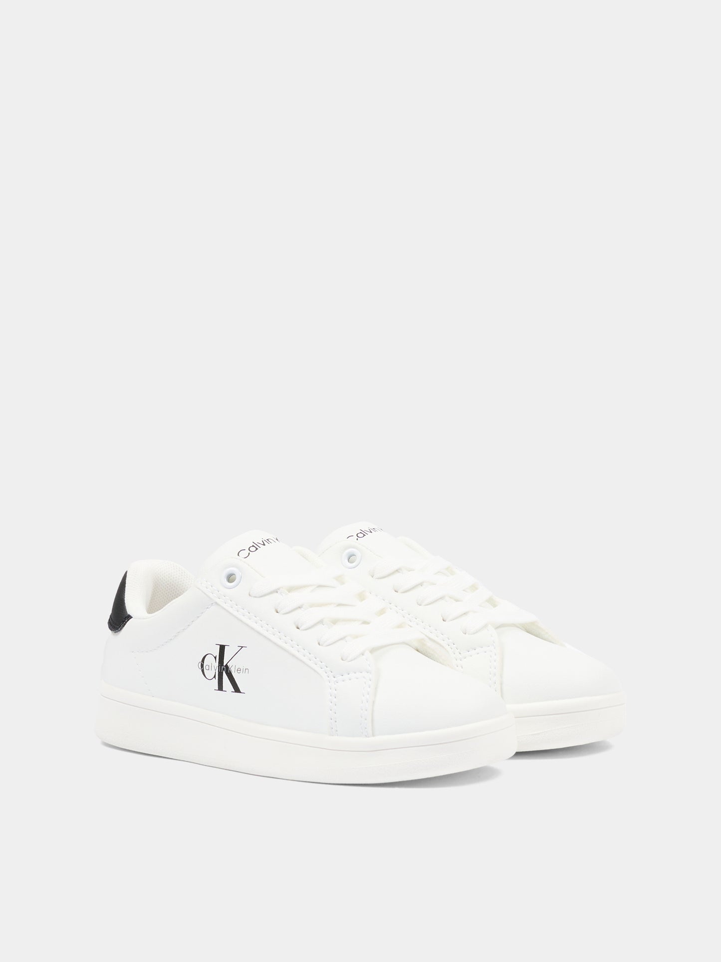 Sneakers bianche per bambino con logo nero,Calvin Klein Kids,V3X9 83284 1355X002