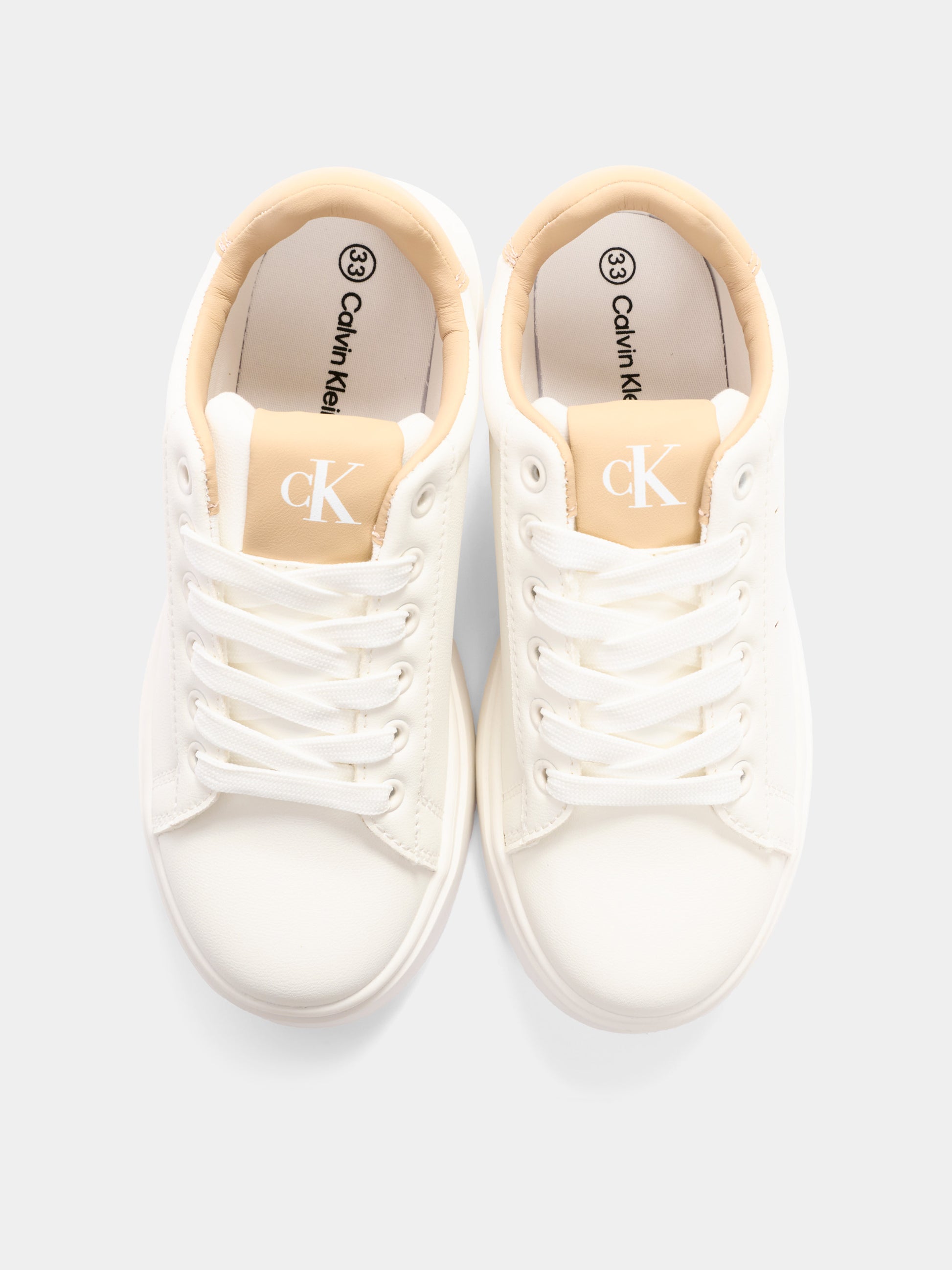Sneakers bianche per bambino con logo,Calvin Klein Kids,V3X9 83301 1355A472