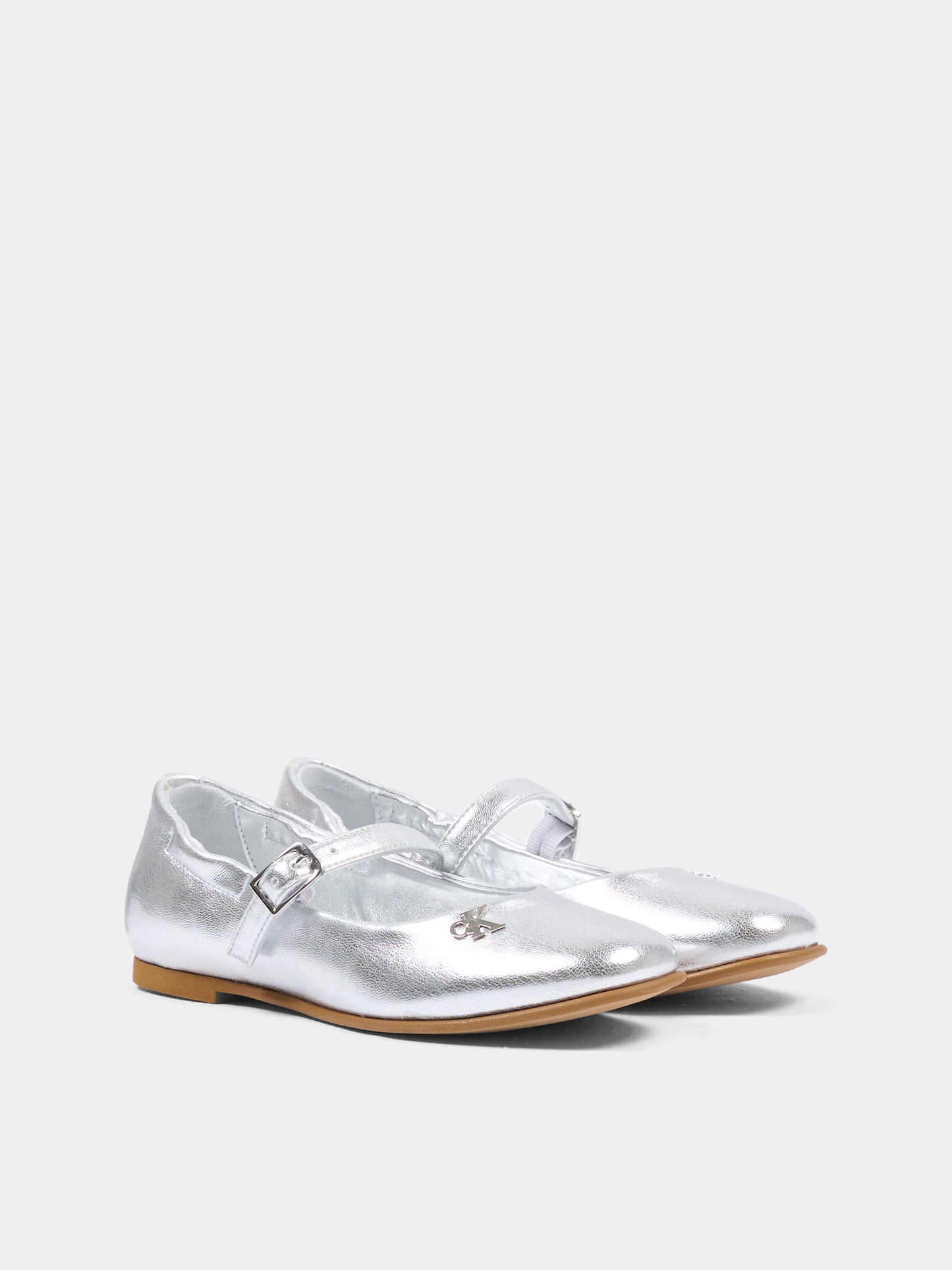 Ballerine argento per bambina con fiocco,Calvin Klein Kids,V4A3 83340 0504904