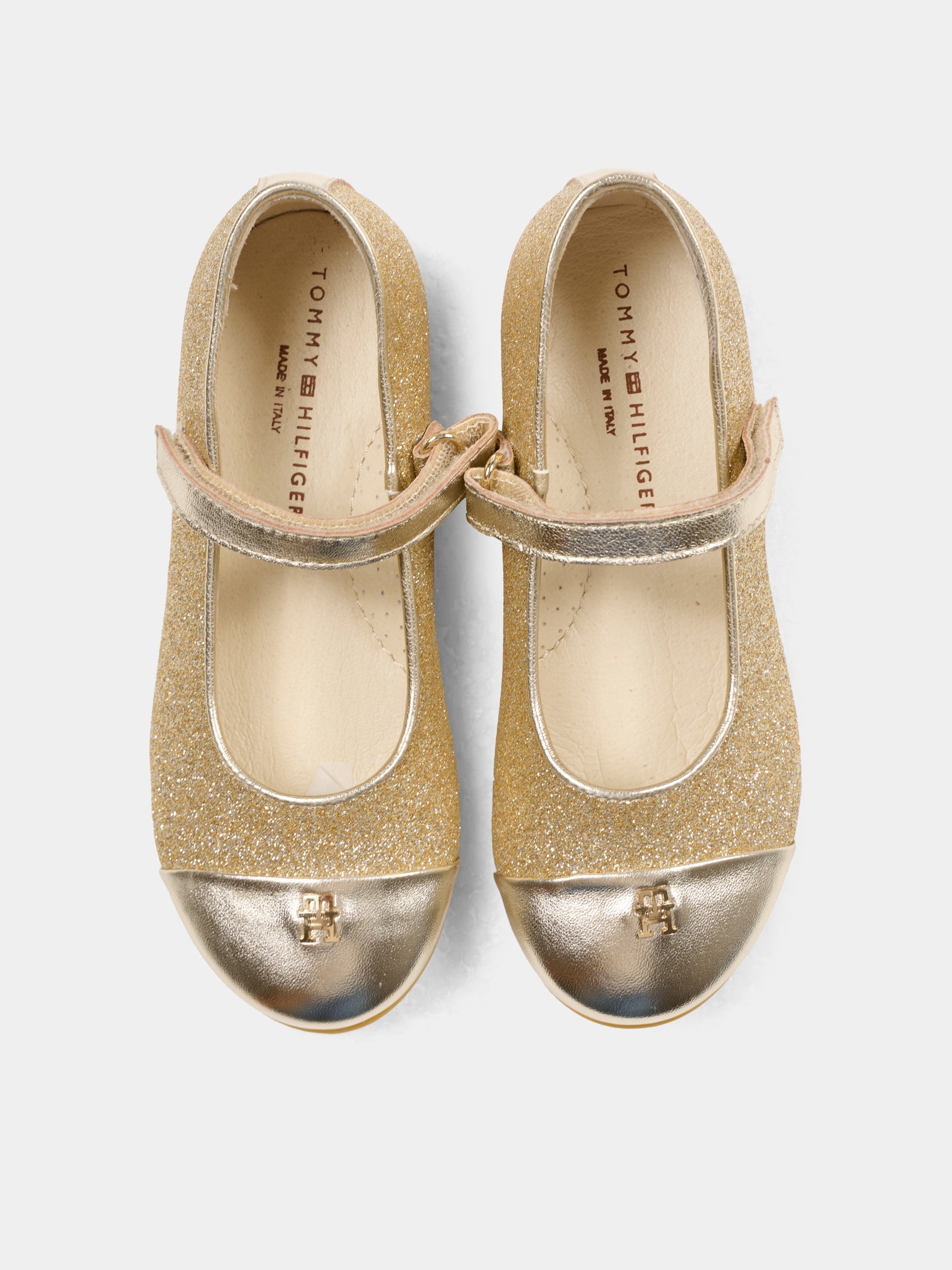 Ballerine oro per bambina con logo,Tommy Hilfiger Junior,T1A3 34413 0454514