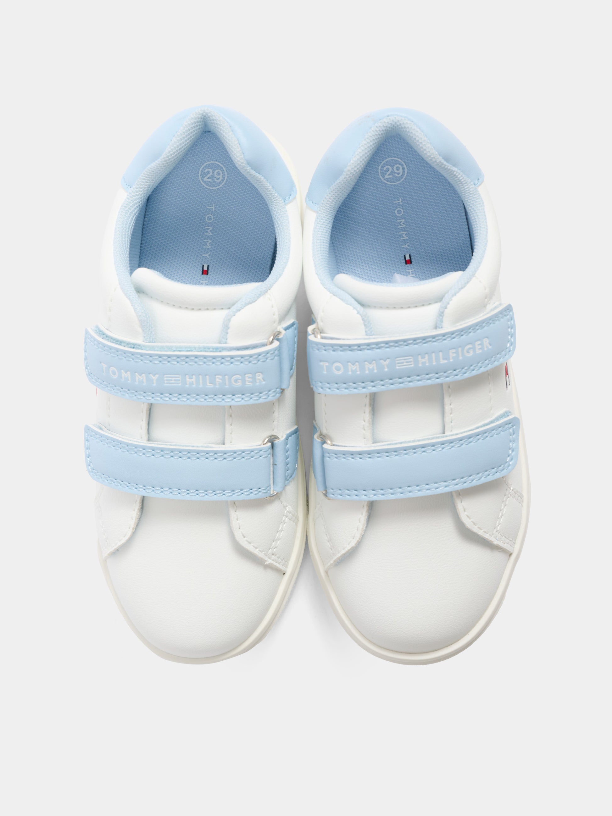 Sneakers celesti per neonato e bambino con logo,Tommy Hilfiger Junior,T1X9 34339 1355X356