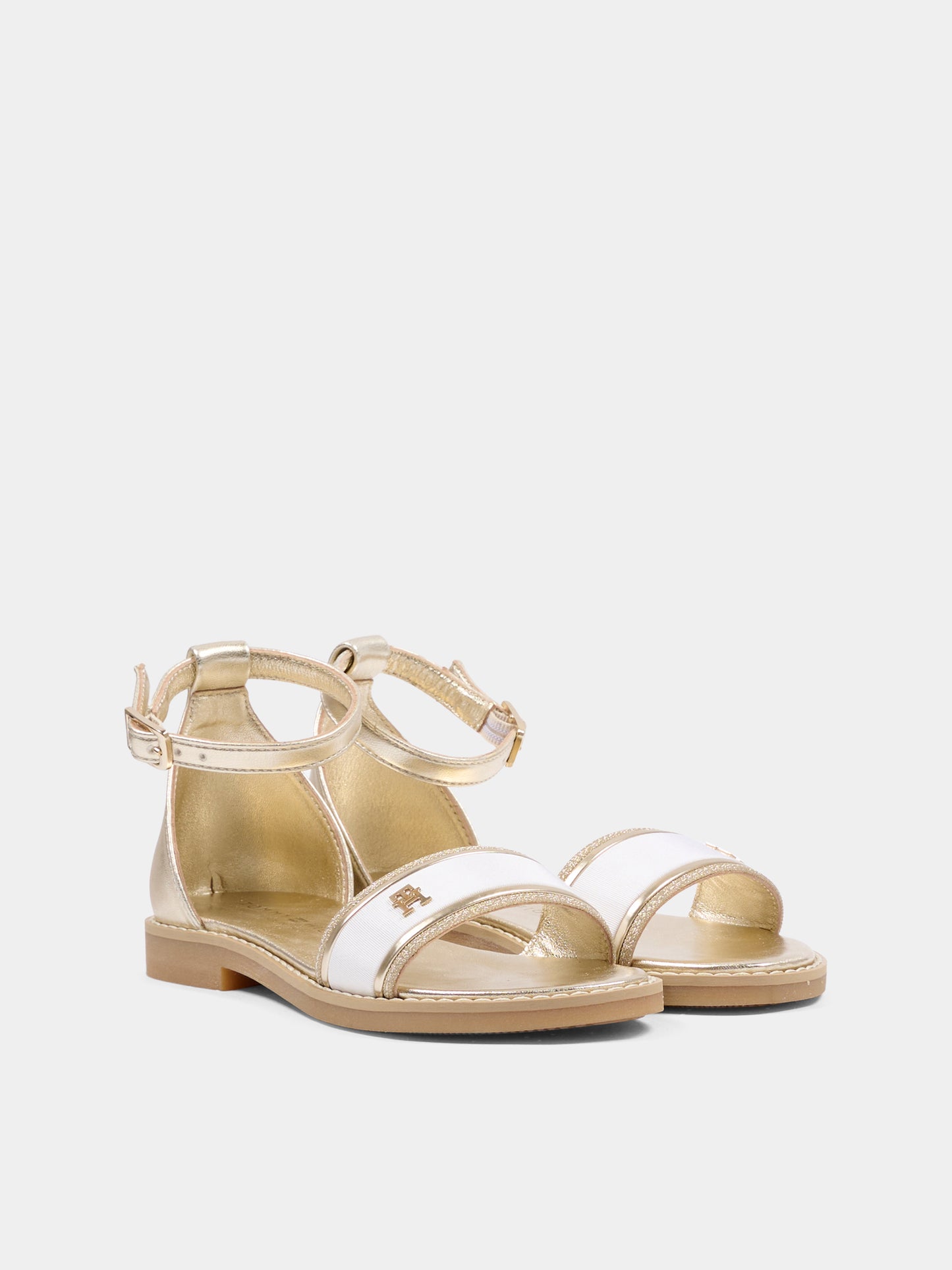 Sandali oro per bambina con logo,Tommy Hilfiger Junior,T4A2 34431 0517X048