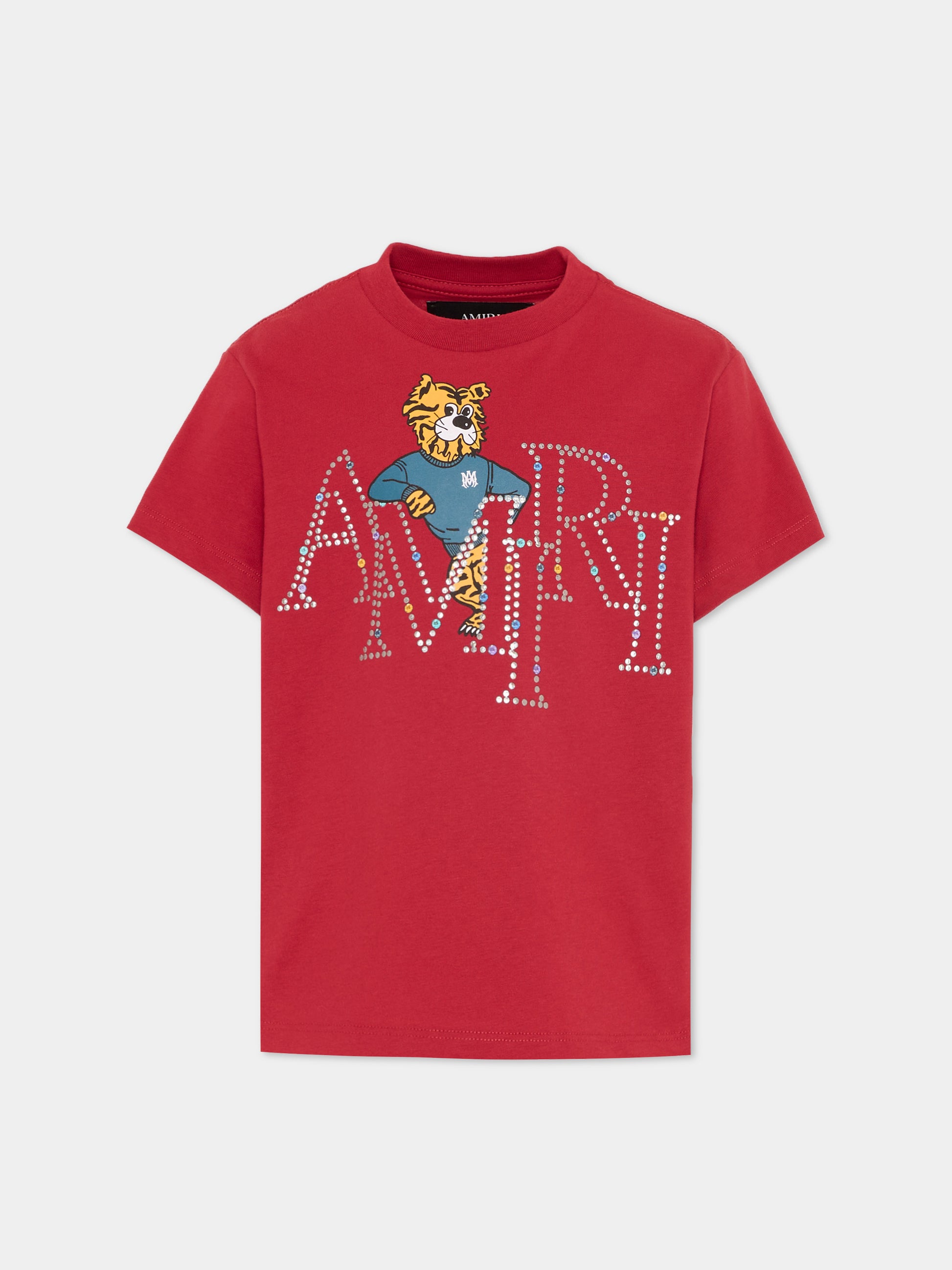 T-Shirt rossa per bambini con stampa tigre,Amiri,ACTOJR1004 RED ROSE