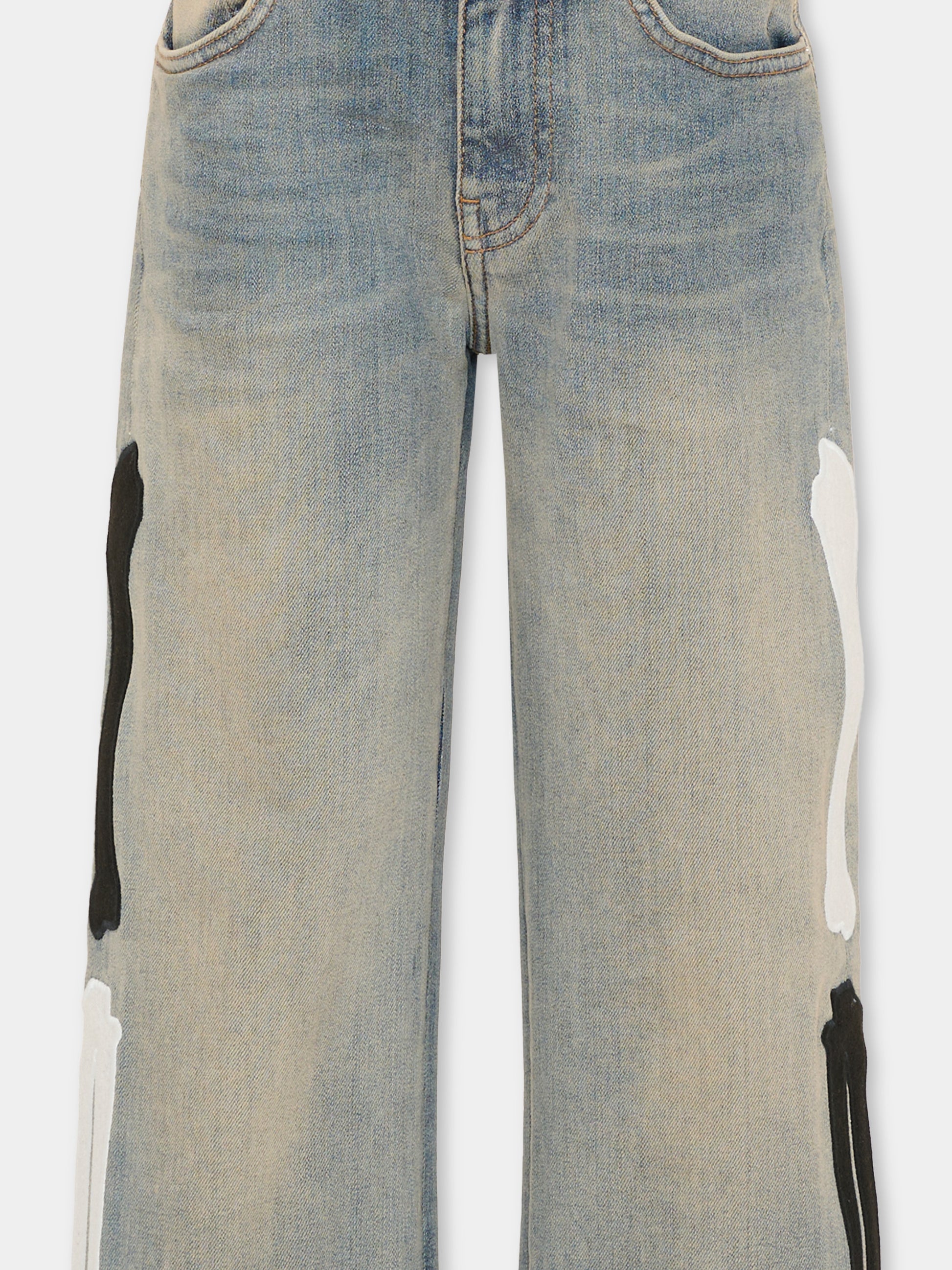 Jeans denim per bambini con ricami,Amiri,ACBMPA1006 ANTIQUE INDIGO