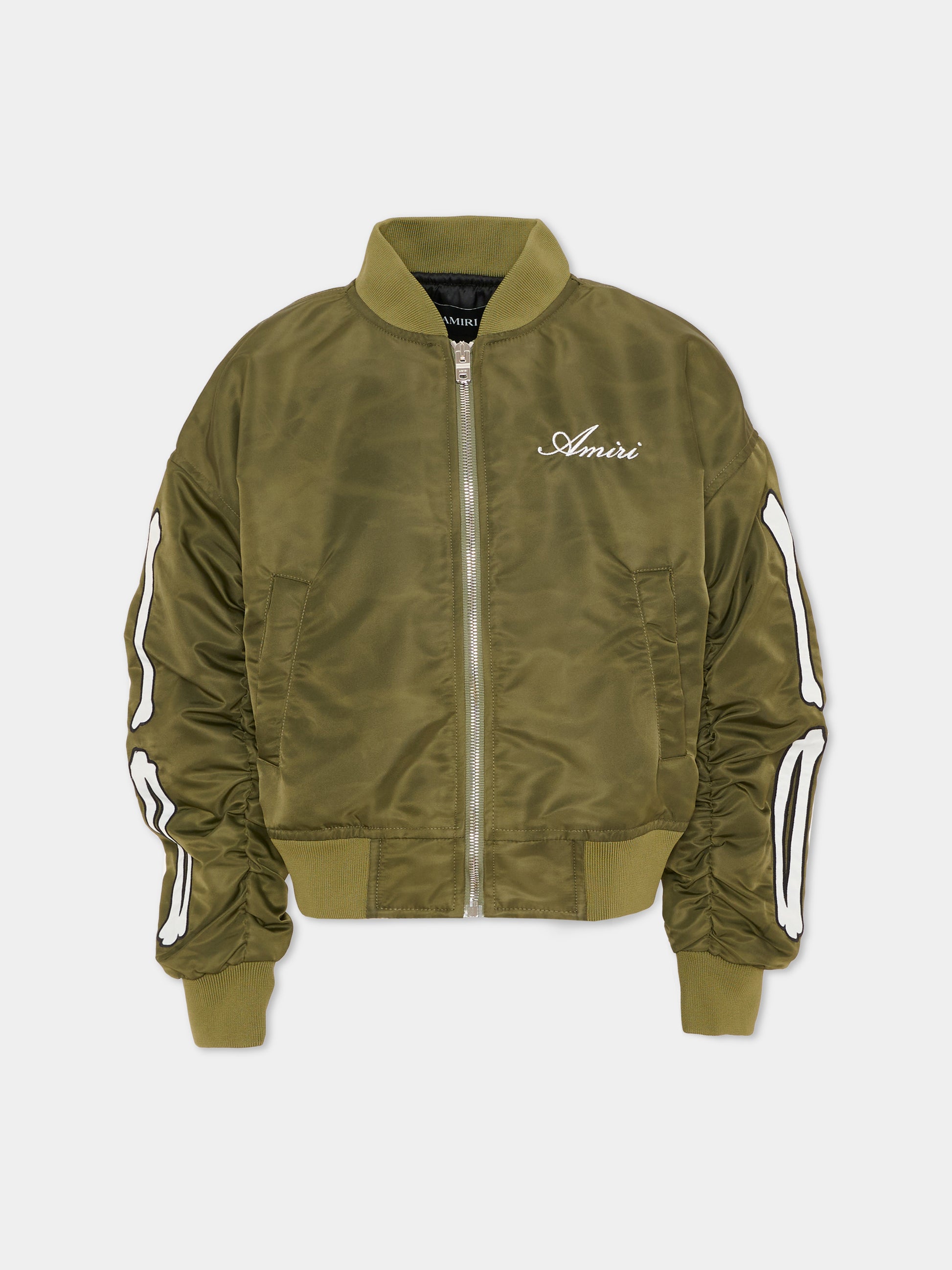 Bomber verde per bambini con ricamo,Amiri,ACOUJA1002 DARK SAGE