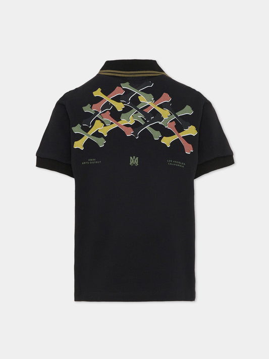 Polo nera per bambini con stampa,Amiri,ACTOJR1007 BLACK