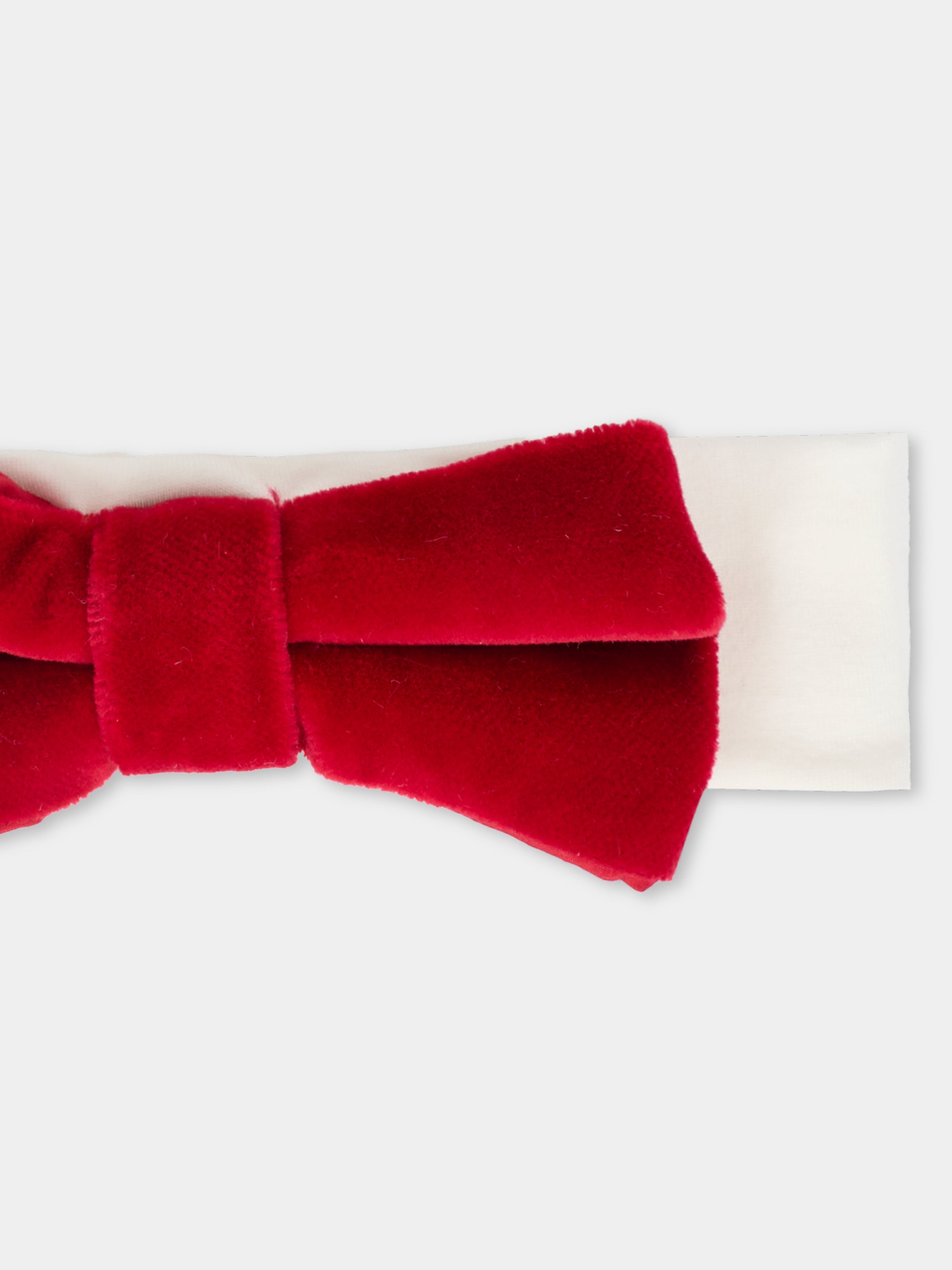 Fascia bianca per neonata con fiocco rosso,La Stupenderia,1ABFA04V85